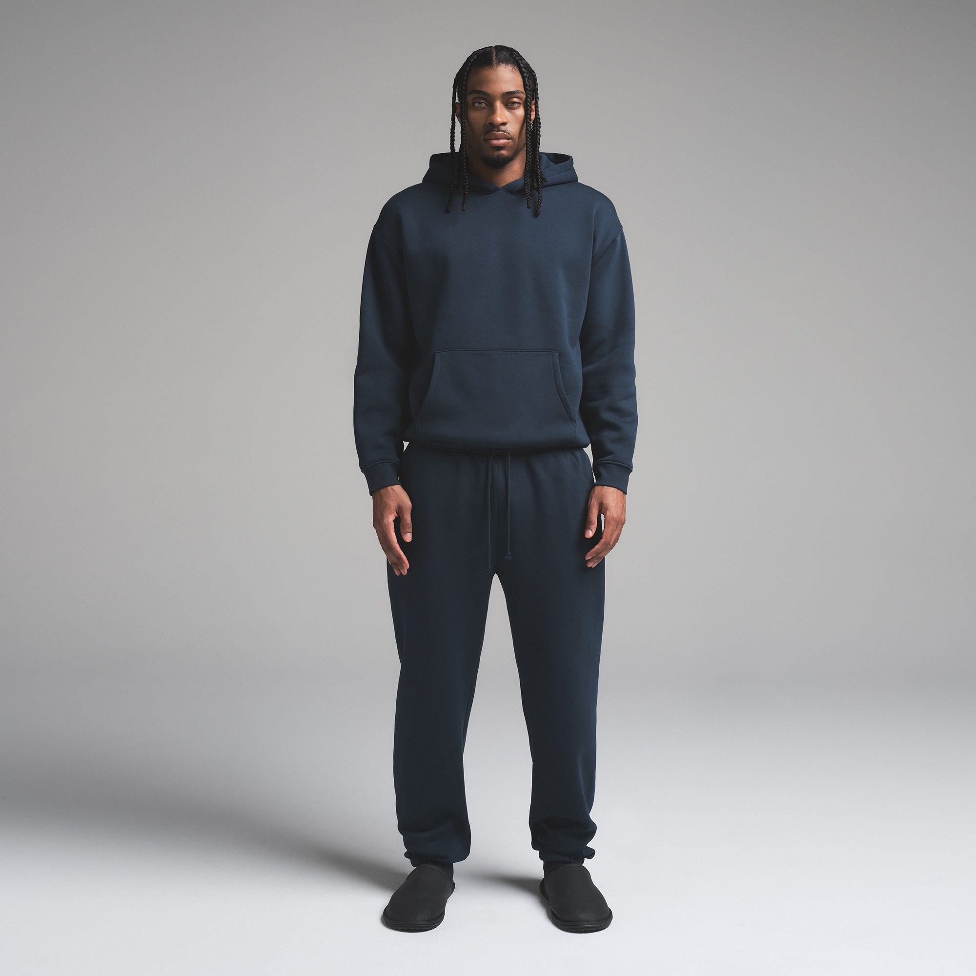 SKIMS FLEECE LOUNGE MENS RELAXED HOODIE | NAVY - Sneaker Türkiye