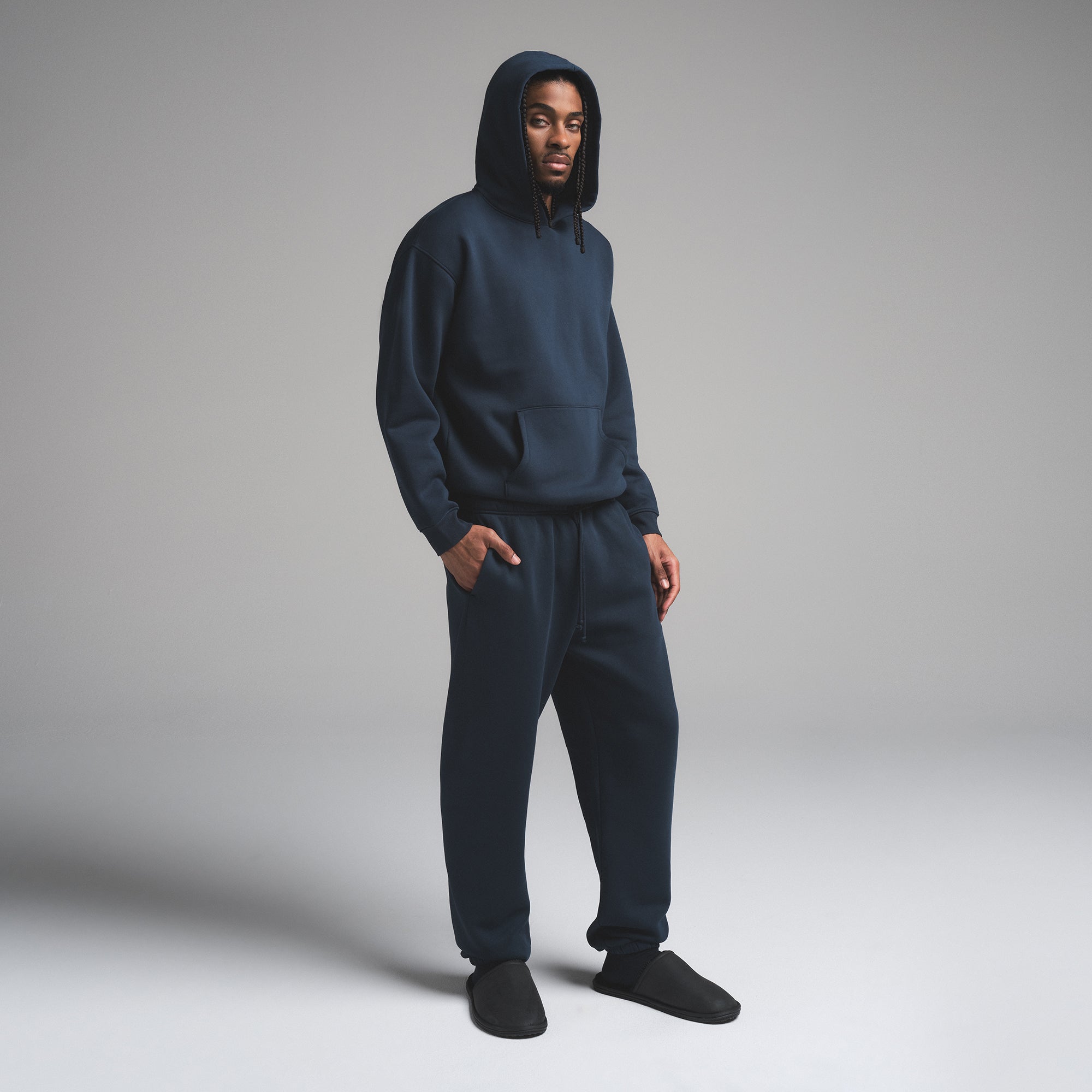 SKIMS FLEECE LOUNGE MENS RELAXED HOODIE | NAVY - Sneaker Türkiye