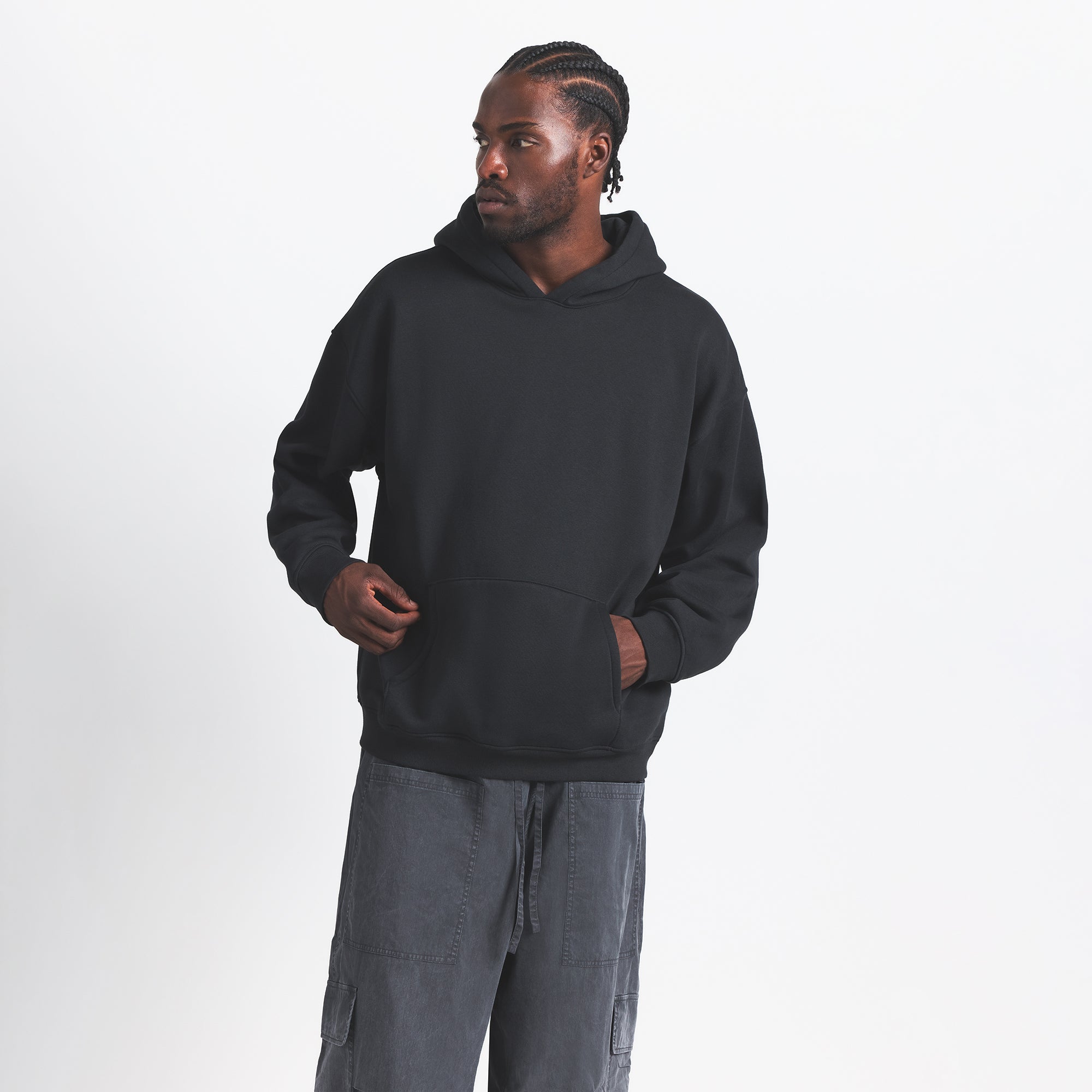 SKIMS FLEECE LOUNGE MENS RELAXED HOODIE | WASHED ONYX - Sneaker Türkiye