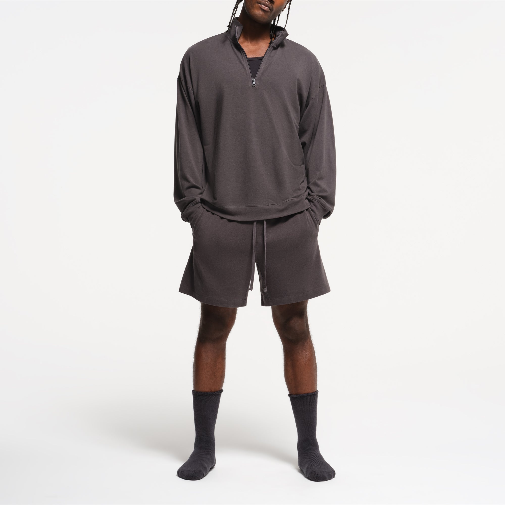SKIMS JERSEY LOUNGE MENS RELAXED QUARTER ZIP PULLOVER | ASH - Sneaker Türkiye