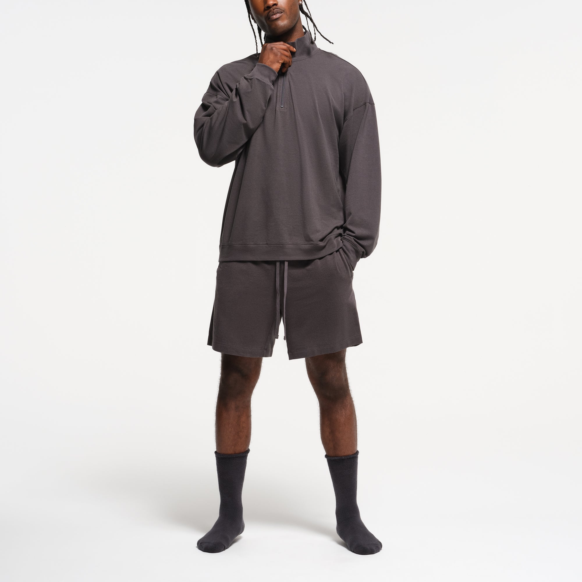 SKIMS JERSEY LOUNGE MENS RELAXED QUARTER ZIP PULLOVER | ASH - Sneaker Türkiye