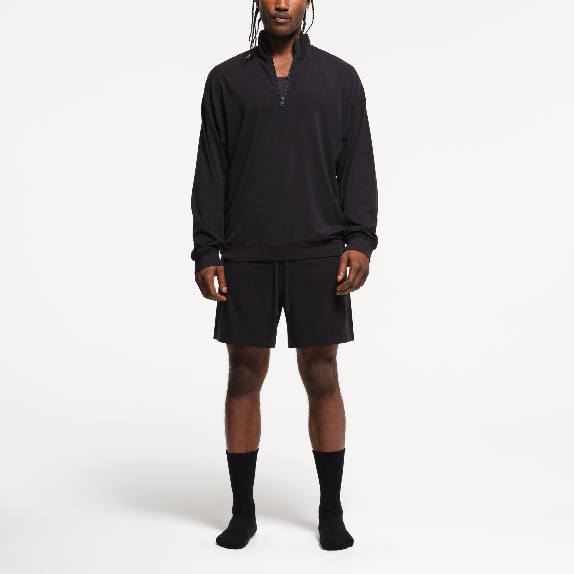 SKIMS JERSEY LOUNGE MENS RELAXED QUARTER ZIP PULLOVER | OBSIDIAN - Sneaker Türkiye