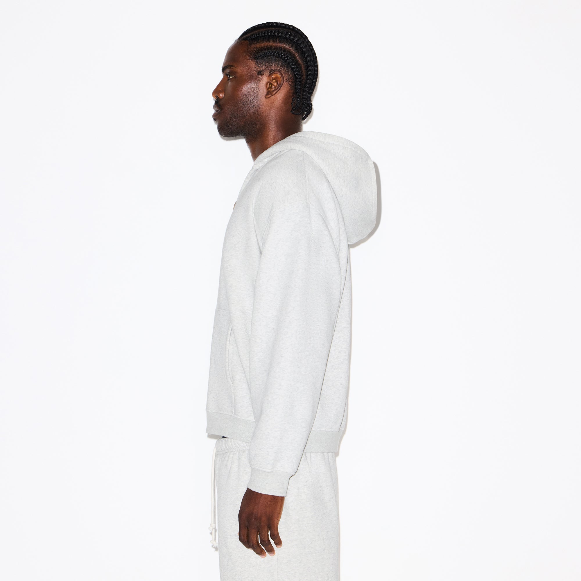 SKIMS FLEECE LOUNGE MENS RELAXED ZIP UP HOODIE | LIGHT HEATHER GREY - Sneaker Türkiye