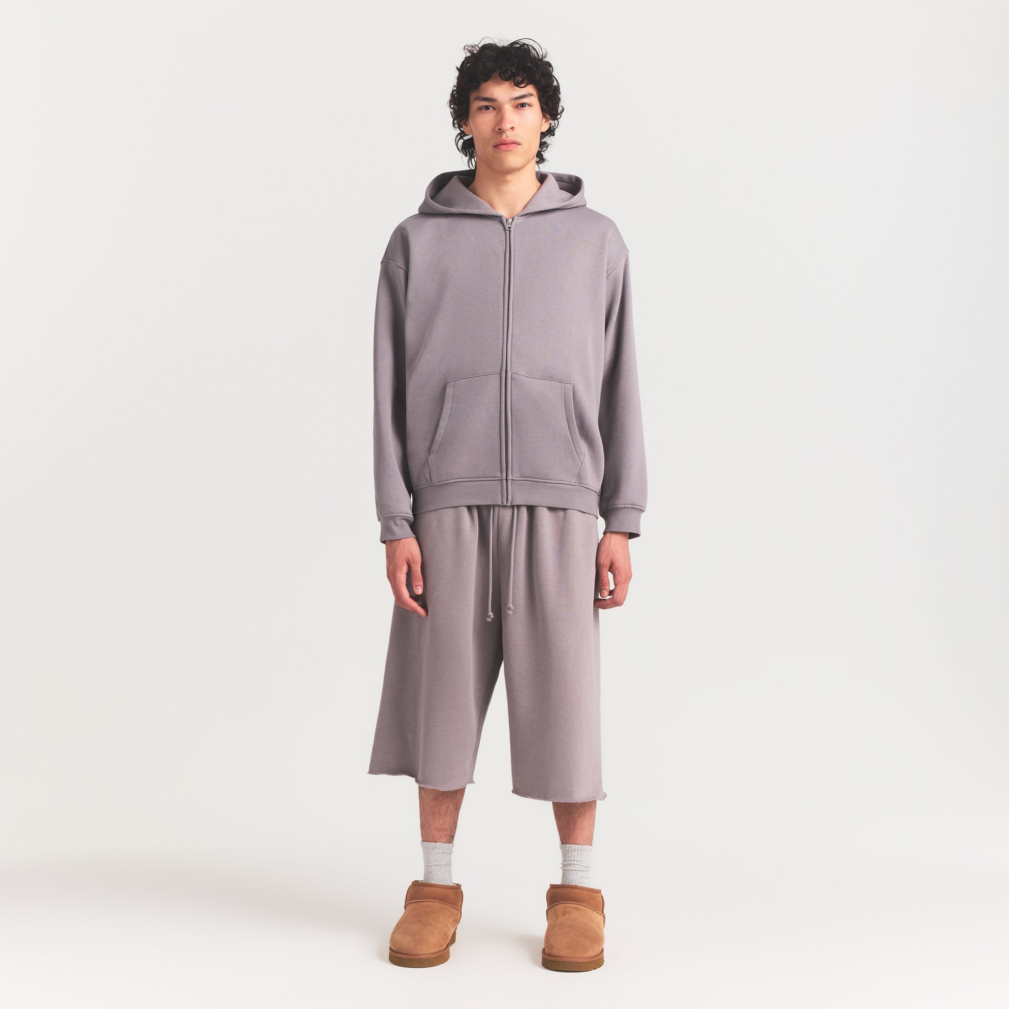 SKIMS FLEECE LOUNGE MENS RELAXED ZIP UP HOODIE | SHADOW - Sneaker Türkiye