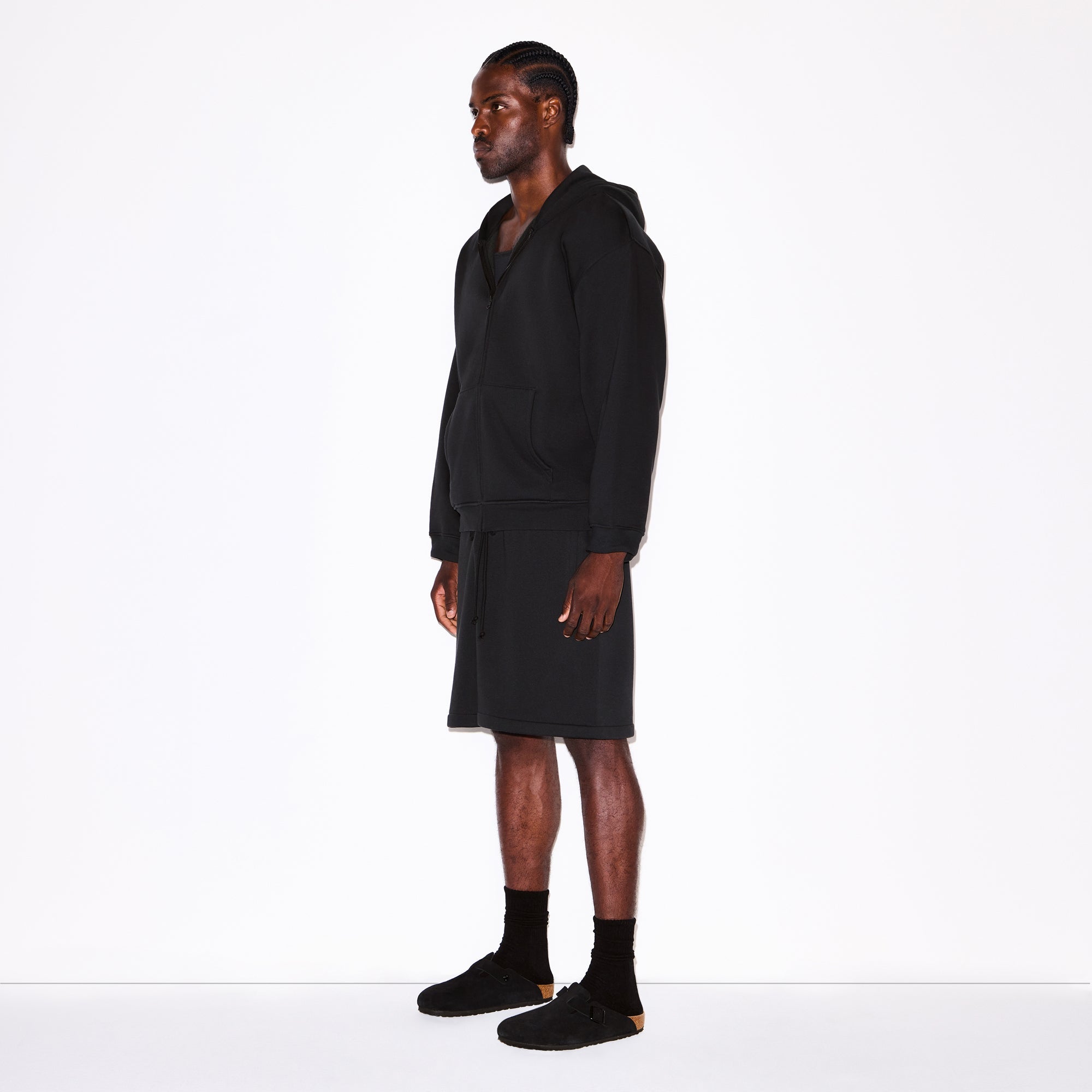SKIMS FLEECE LOUNGE MENS RELAXED ZIP UP HOODIE | WASHED ONYX - Sneaker Türkiye