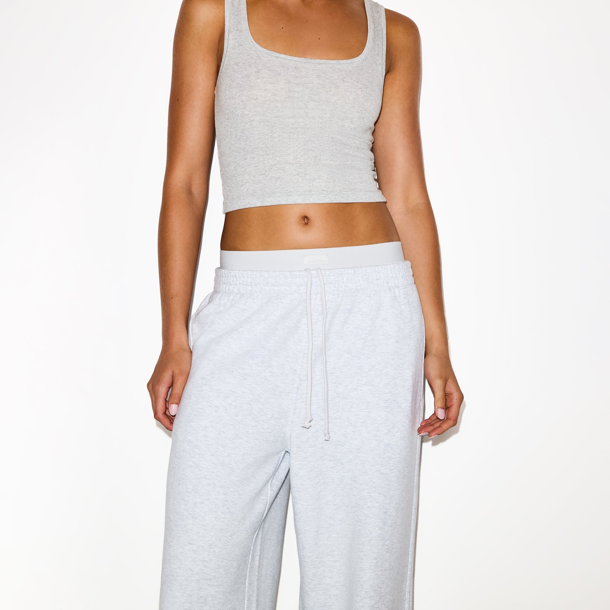 SKIMS COTTON FLEECE OVERBedenD DOUBLE WAISTBAND PANT | LIGHT HEATHER GREY - Sneaker Türkiye