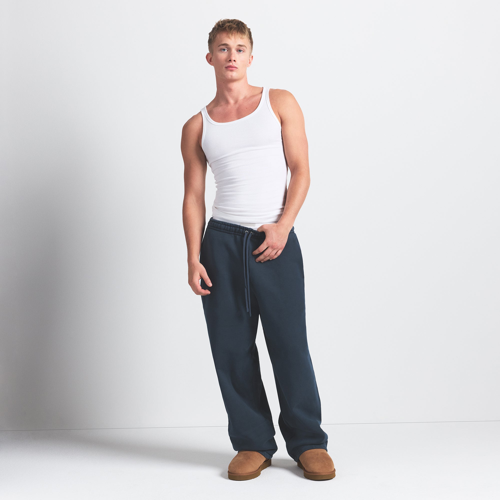 SKIMS HEAVYWEIGHT FLEECE MENS STRAIGHT LEG PANT | NAVY - Sneaker Türkiye