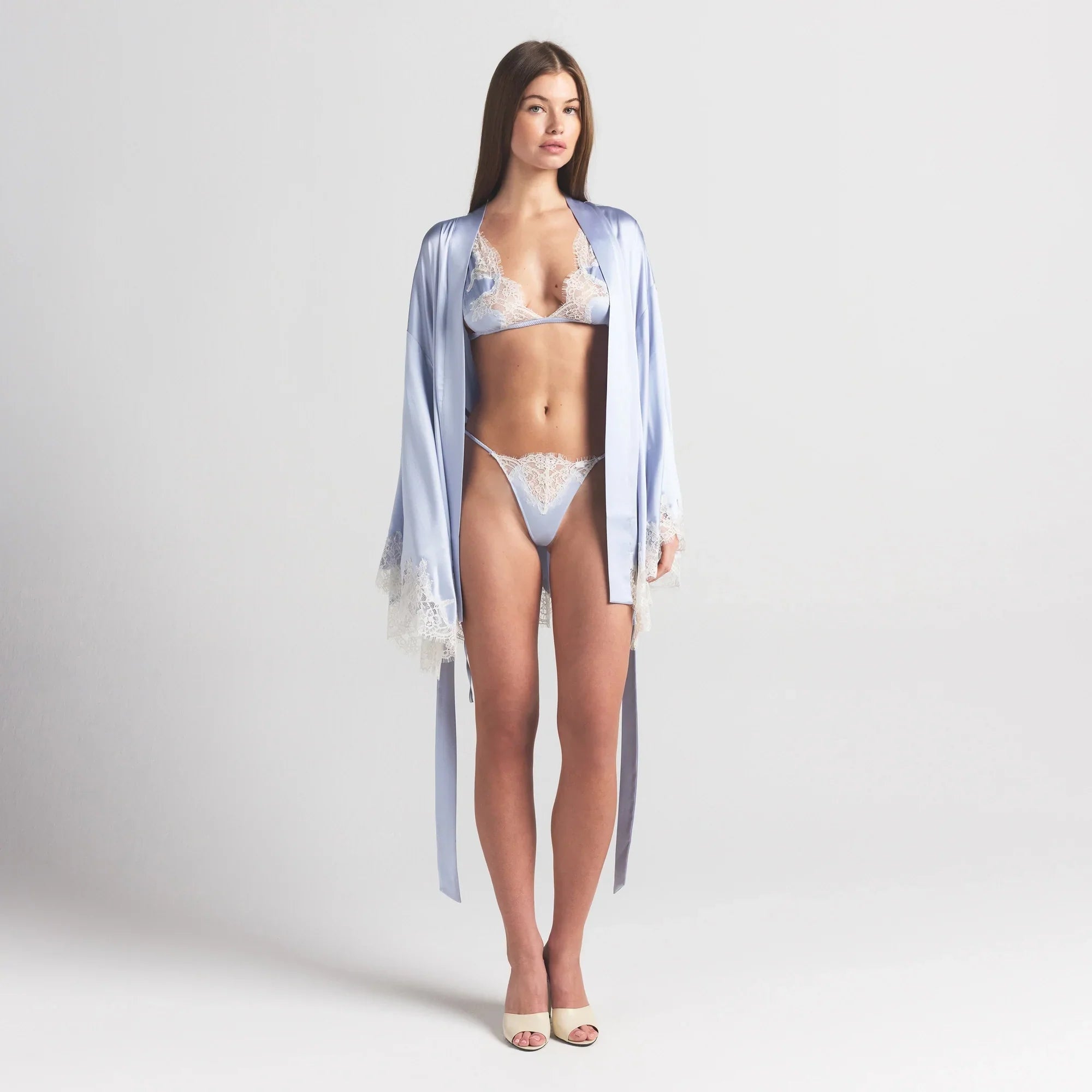 SKIMS SILK LACE ROBE | PERIWINKLE CONTRAST - Sneaker Türkiye
