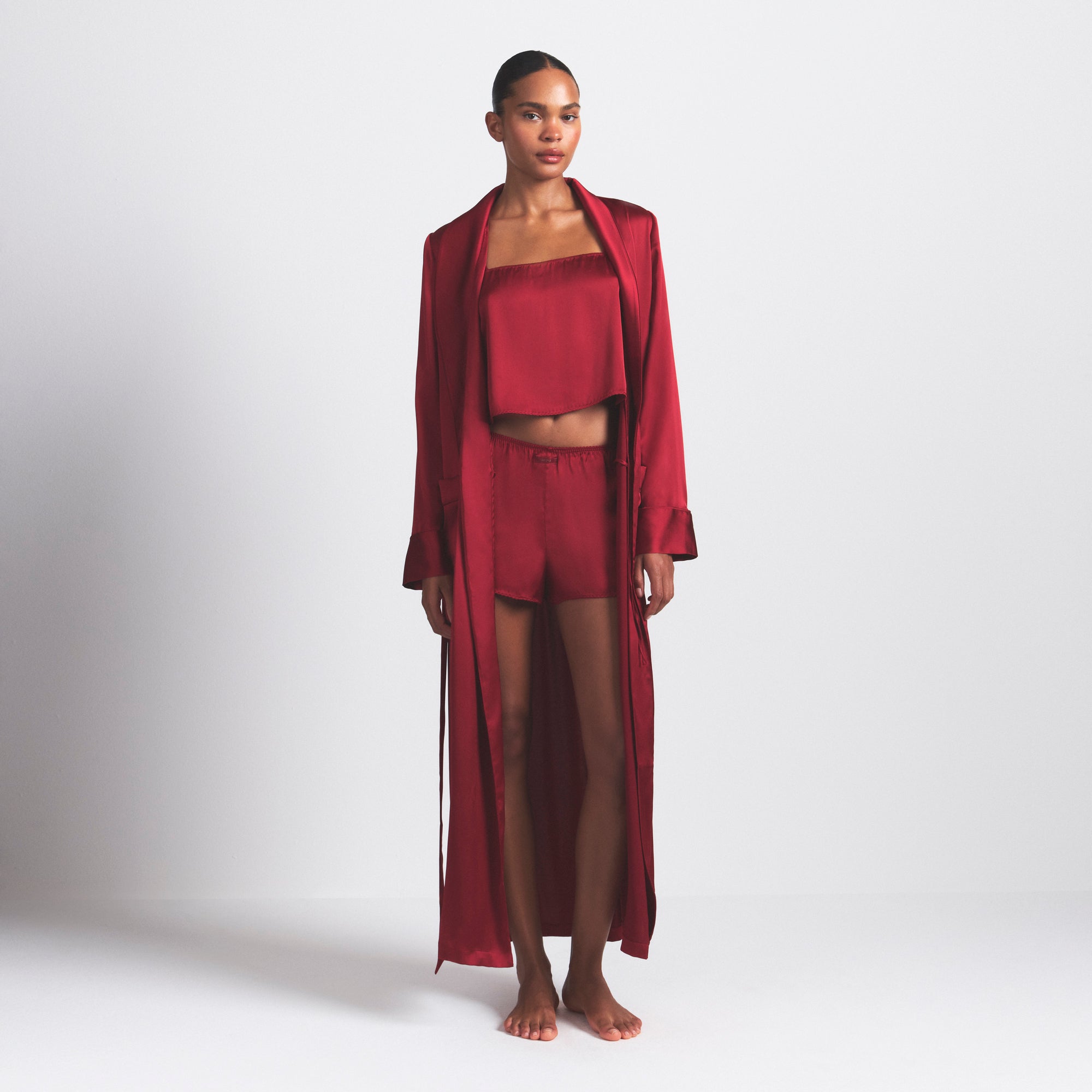 SKIMS WOVEN SHINE LONG ROBE | BRICK - Sneaker Türkiye