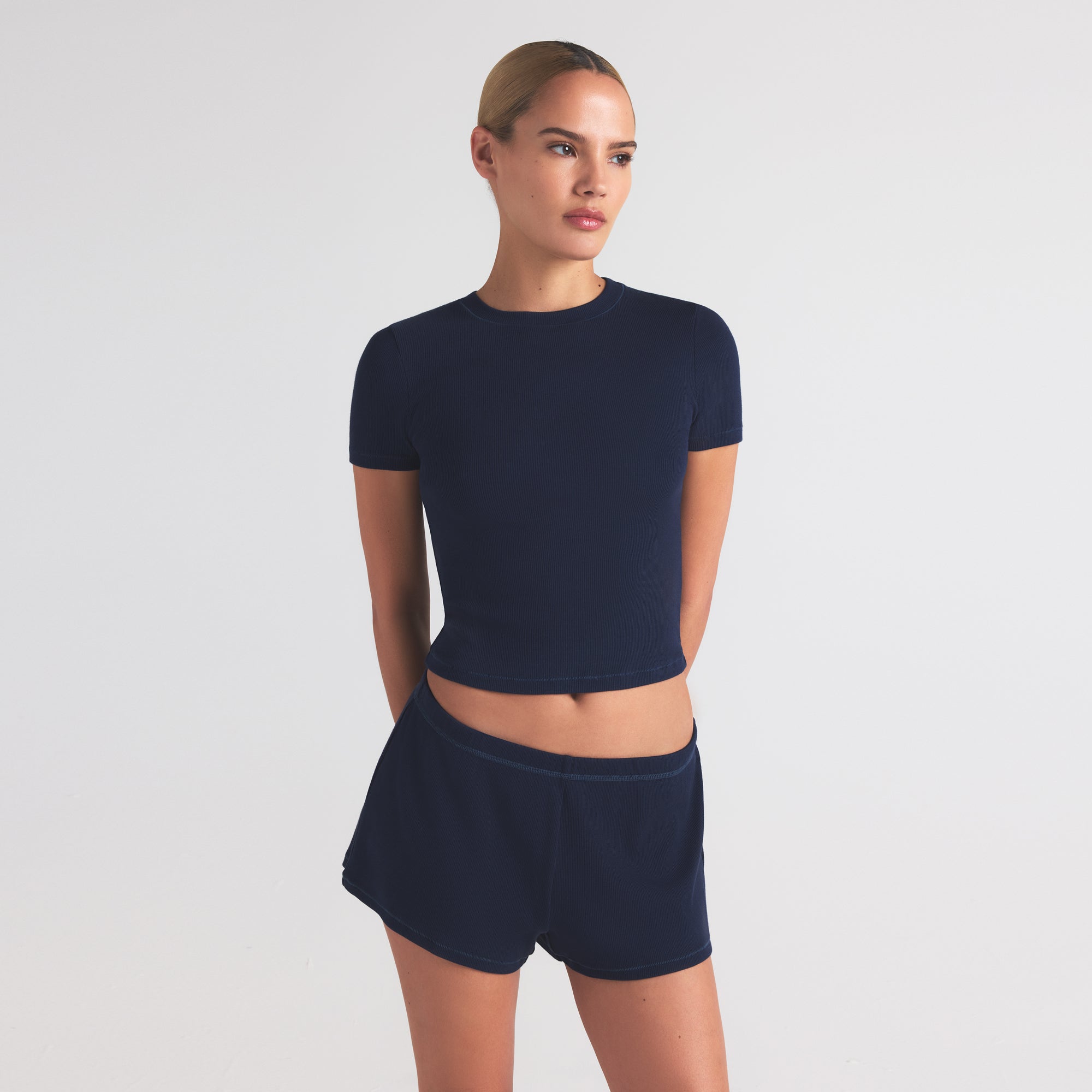 SKIMS COTTON RIB LOOSE SHORT | NAVY - Sneaker Türkiye