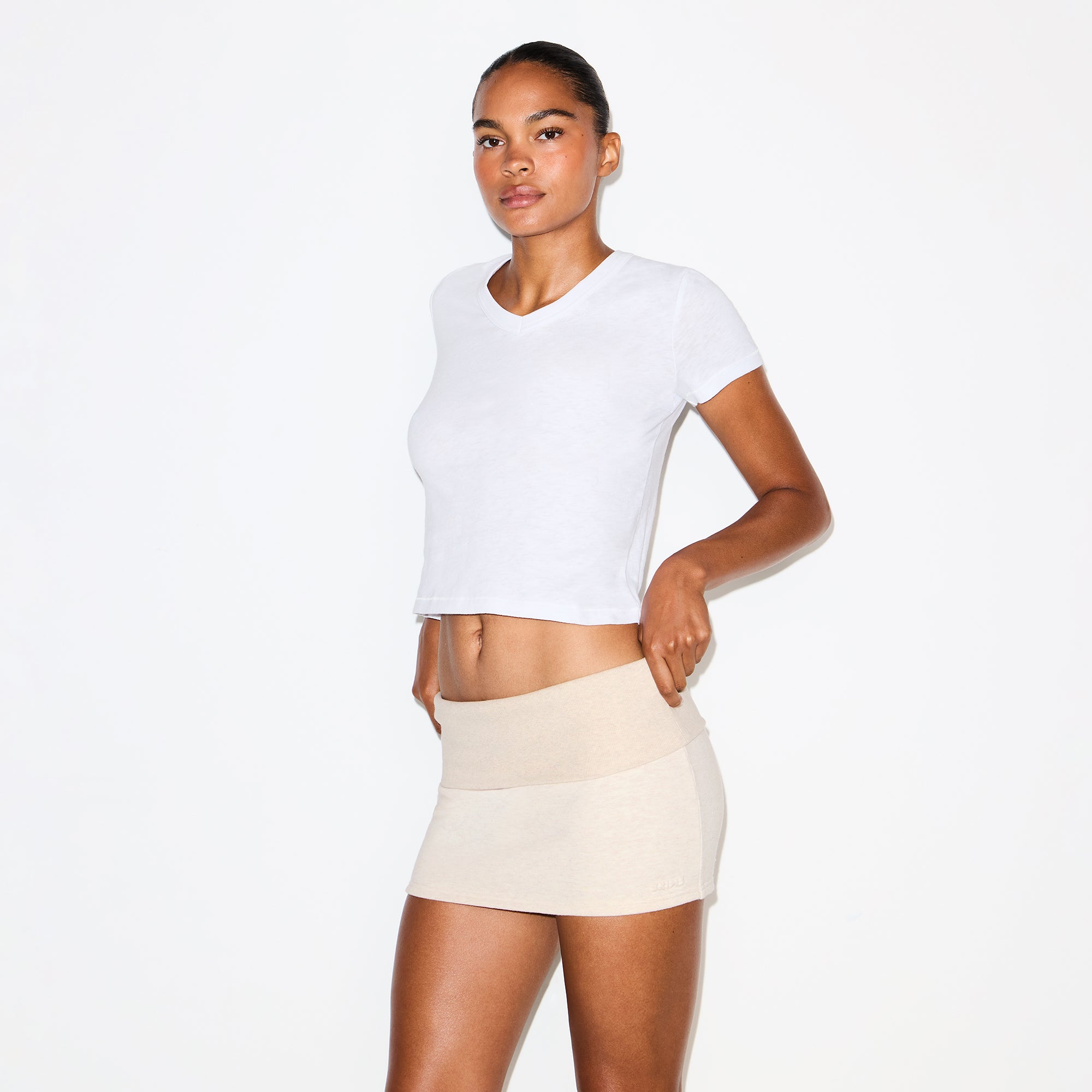 SKIMS COTTON FLEECE FOLDOVER MINI SKIRT | OATMEAL HEATHER - Sneaker Türkiye