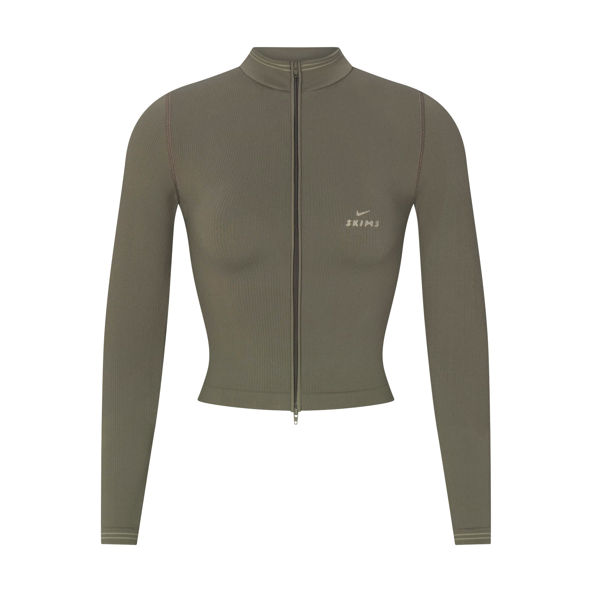 NikeSKIMS RIBBED SEAMLESS ZIP UP CROP JACKET | DUSTY OAKMOSS - Sneaker Türkiye