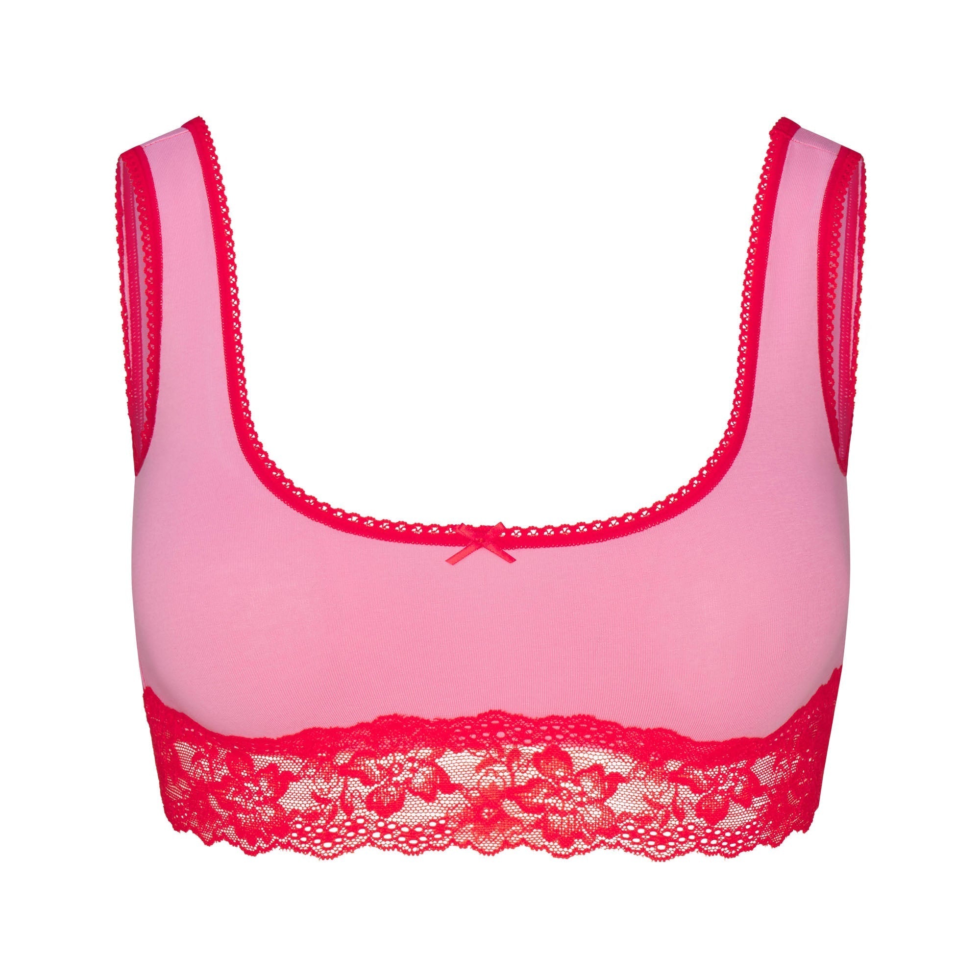 SKIMS LIGHTWEIGHT COTTON LACE SCOOP BRALETTE | CARNATION CONTRAST - Sneaker Türkiye