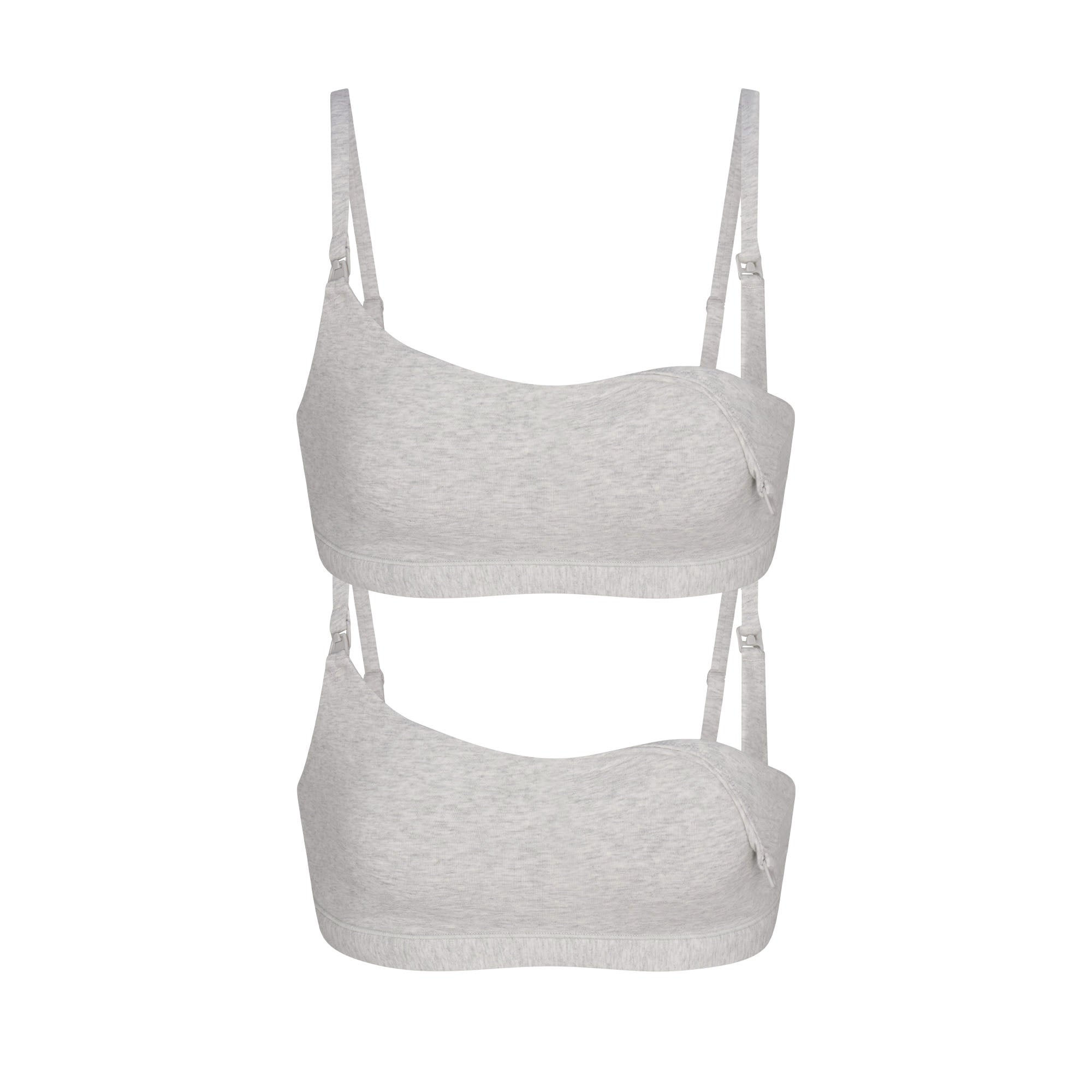 SKIMS COTTON JERSEY MATERNITY NURSING SCOOP BRALETTE 2-PACK | LIGHT HEATHER GREY - Sneaker Türkiye