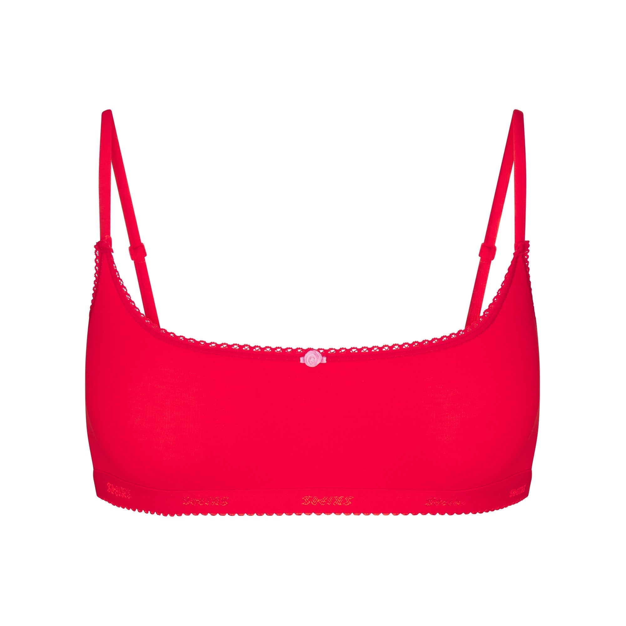 SKIMS LIGHTWEIGHT COTTON LOGO PICOT SCOOP BRALETTE | RUBY TONAL - Sneaker Türkiye