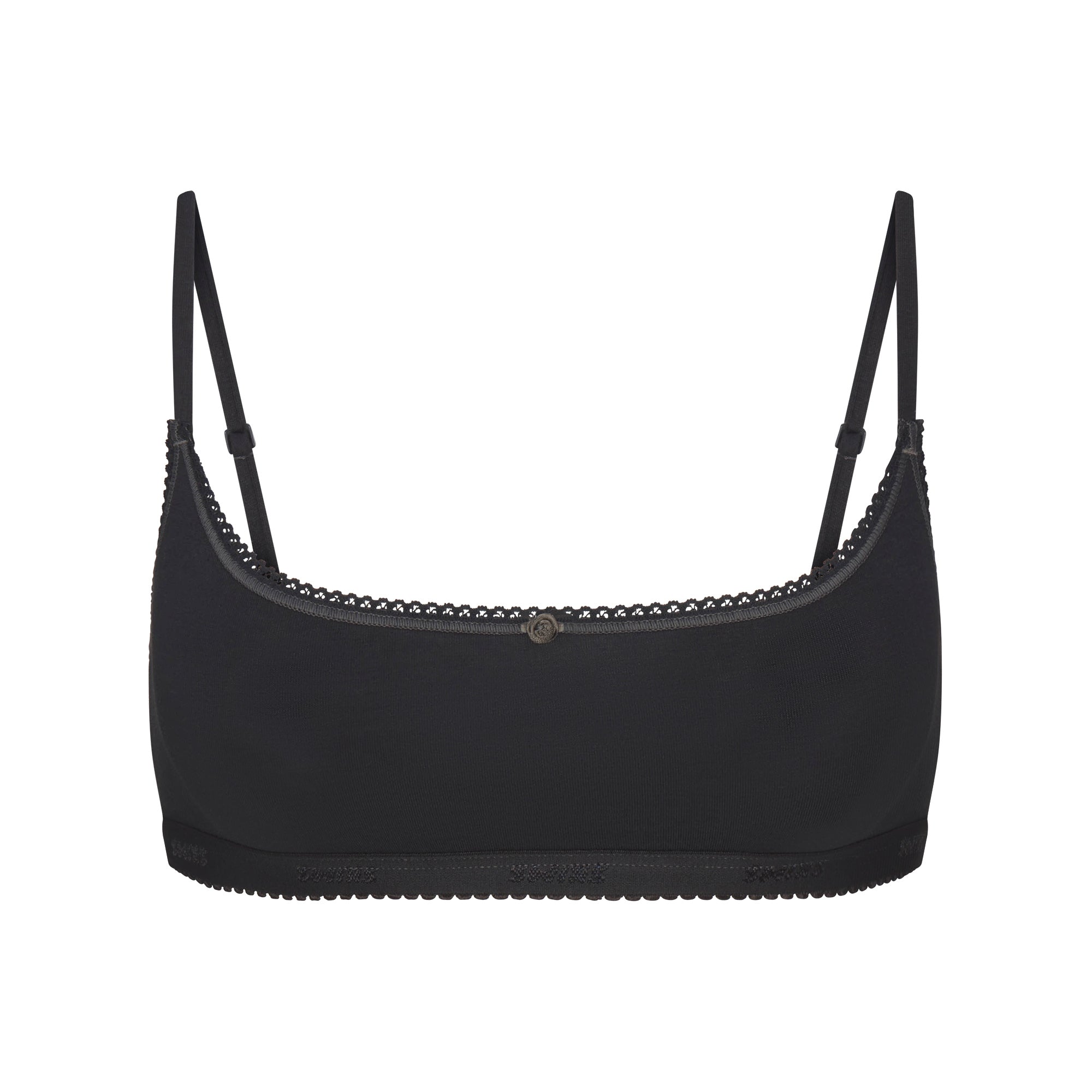 SKIMS LIGHTWEIGHT COTTON LOGO PICOT SCOOP BRALETTE | SOOT TONAL - Sneaker Türkiye