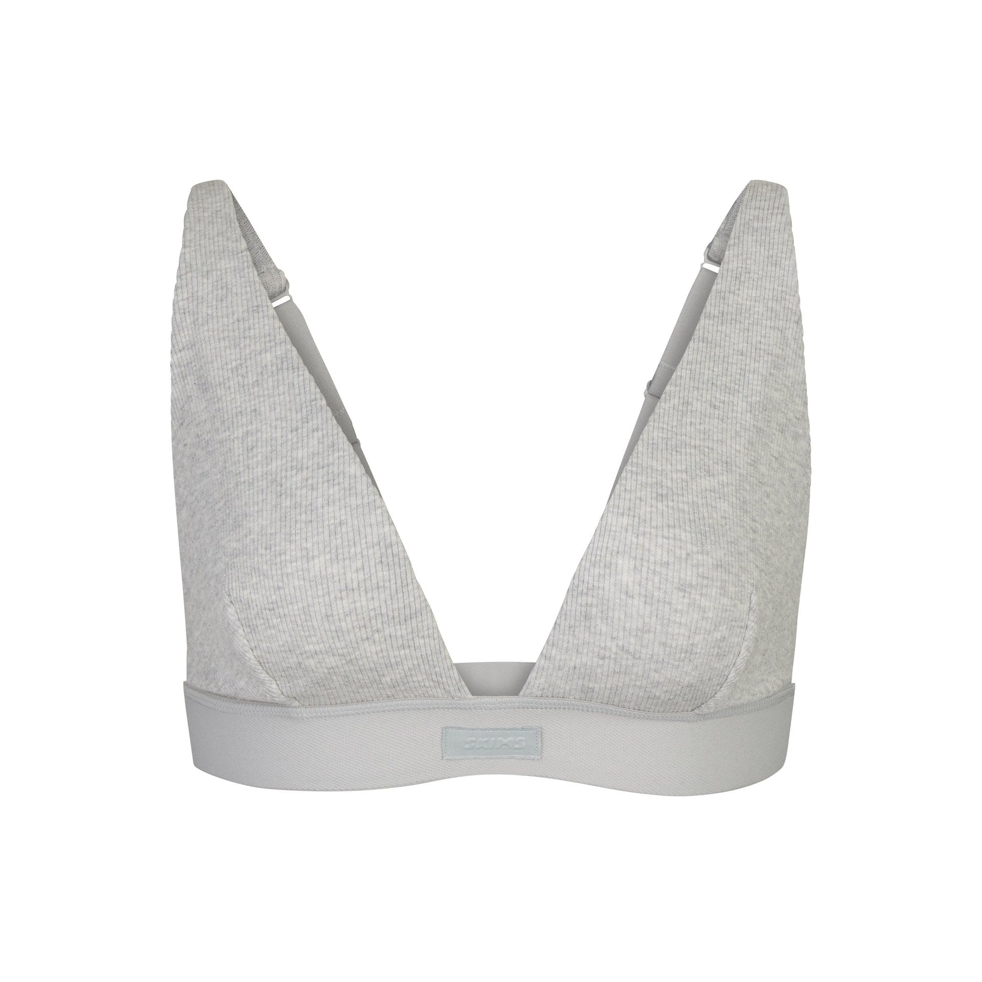 SKIMS COTTON RIB PLUNGE BRALETTE | LIGHT HEATHER GREY - Sneaker Türkiye