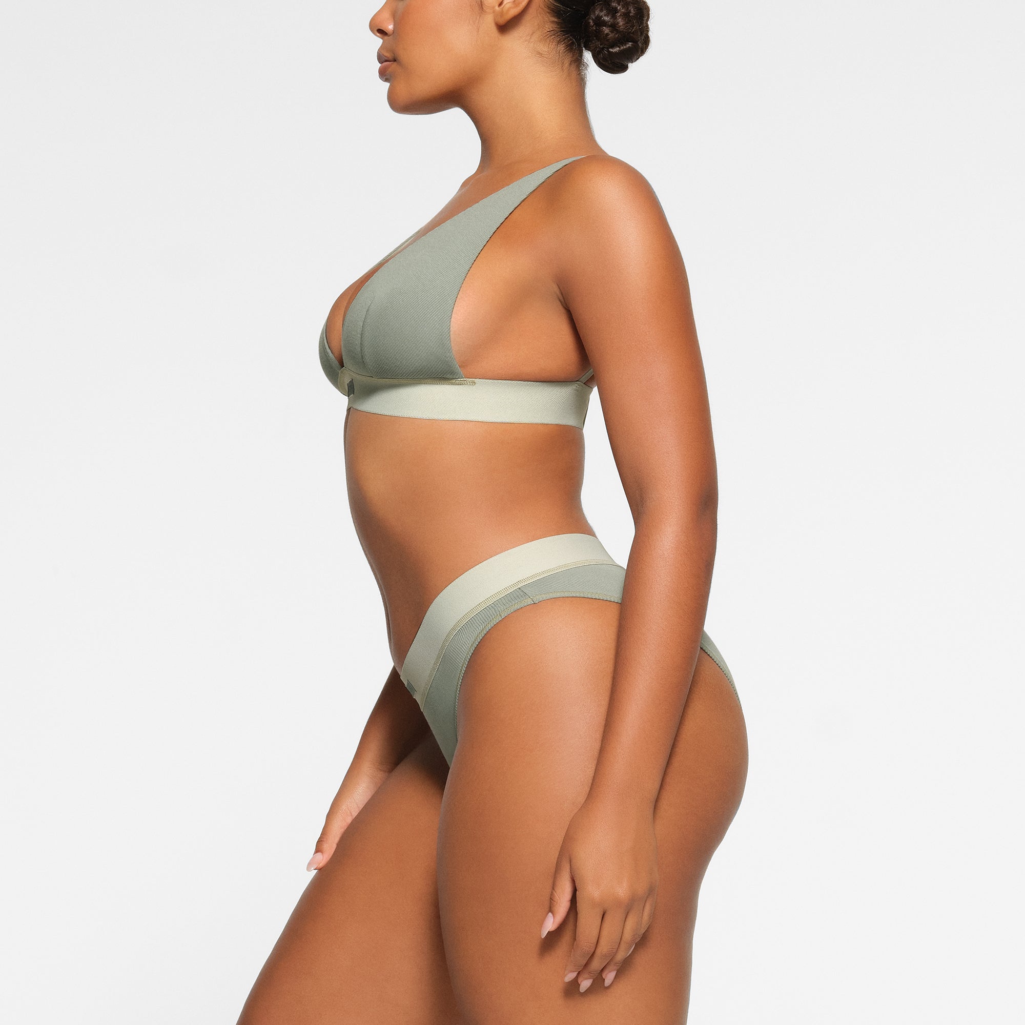 SKIMS COTTON RIB PLUNGE BRALETTE | MINERAL - Sneaker Türkiye