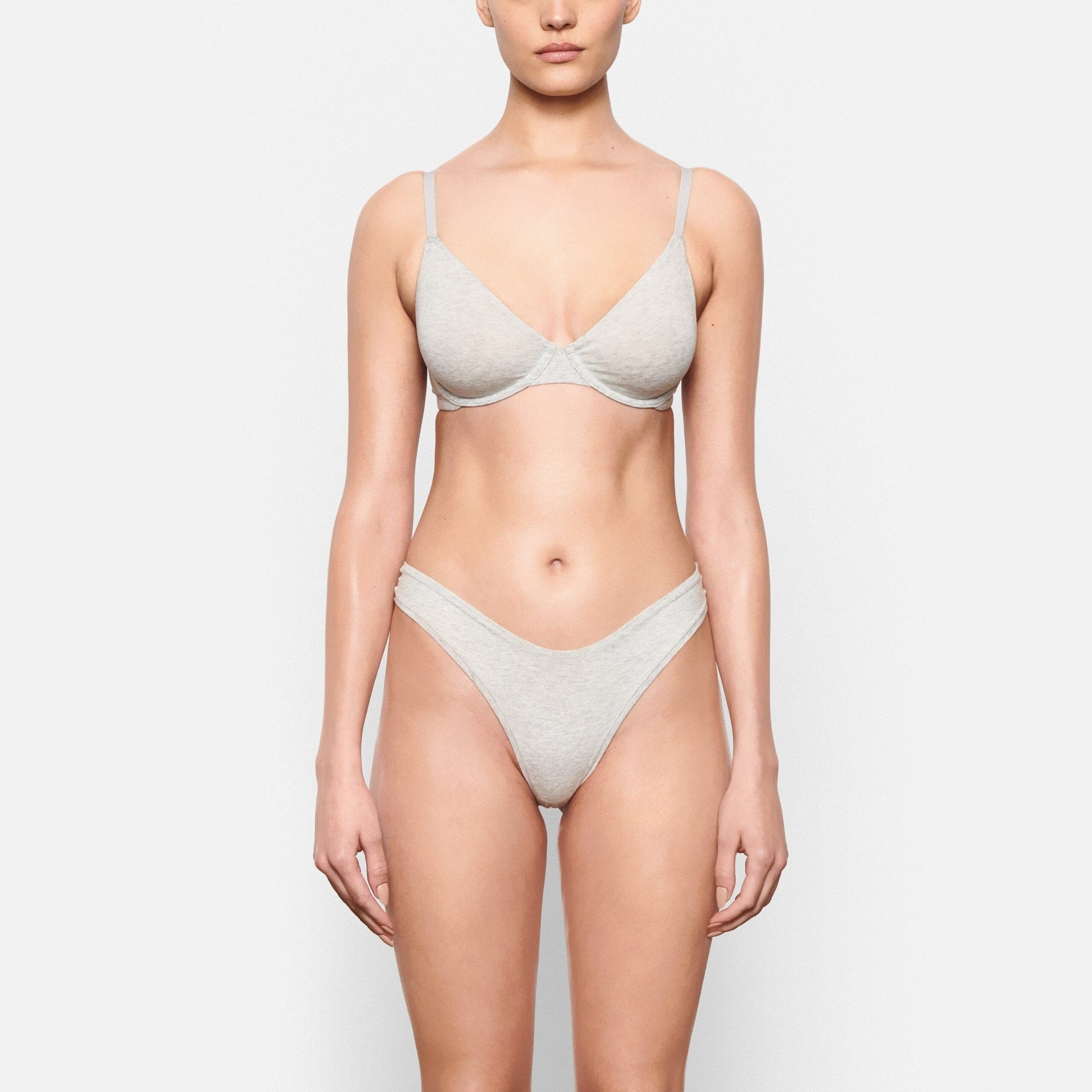 SKIMS COTTON JERSEY T-SHIRT BRA | LIGHT HEATHER GREY - Sneaker Türkiye