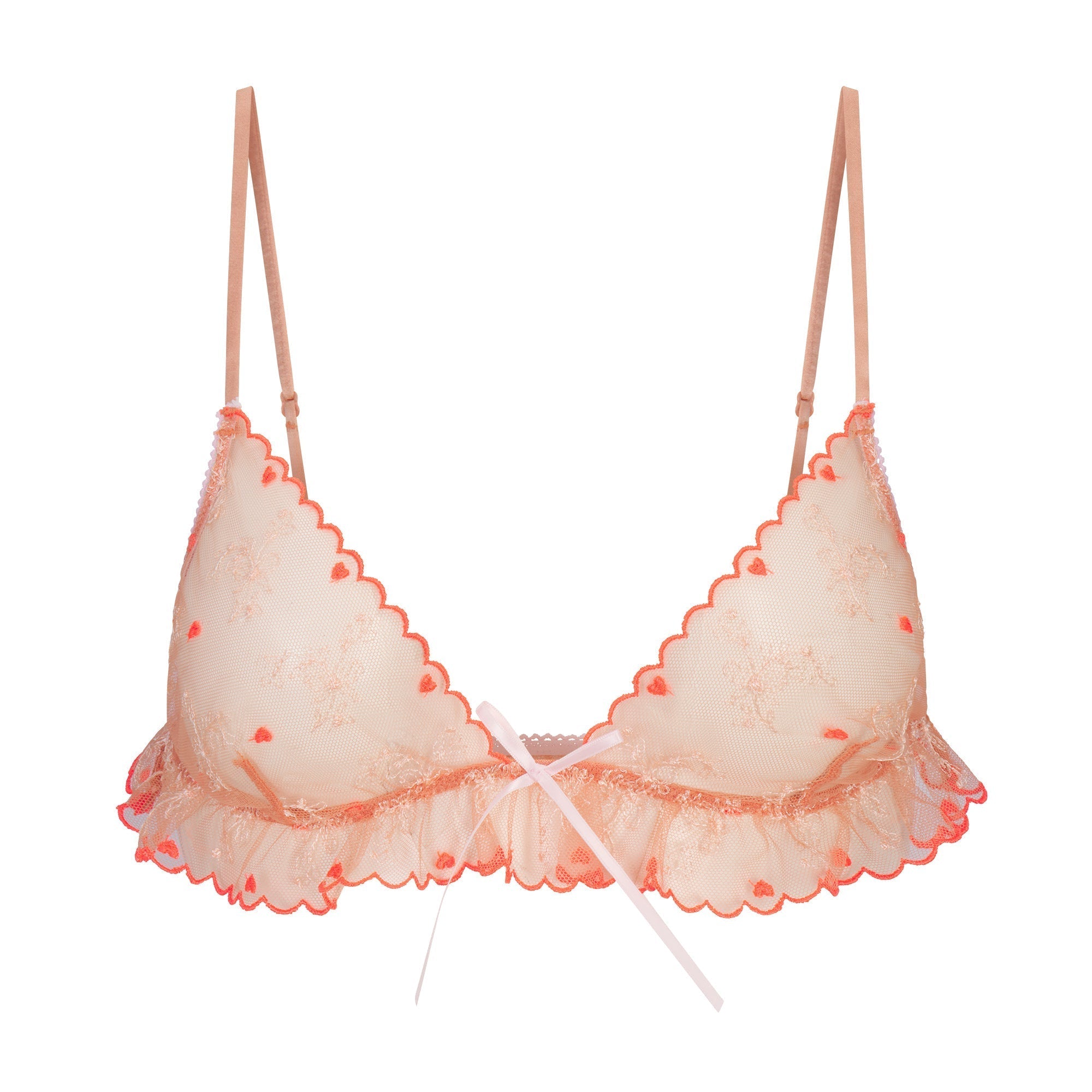 SKIMS EMBROIDERED TULLE SKIMPY TRIANGLE BRALETTE | GUAVA HEART TULLE - Sneaker Türkiye