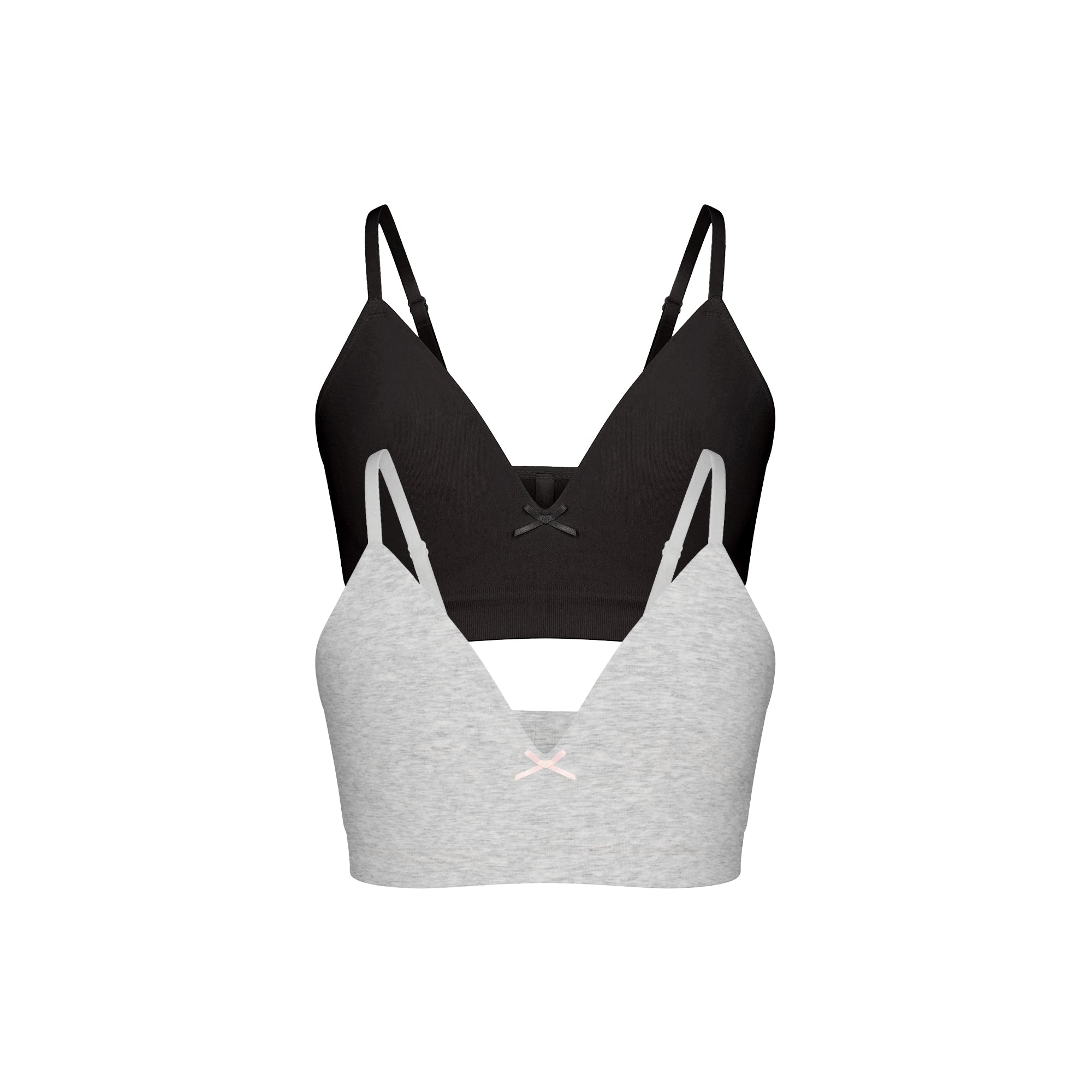 SKIMS COTTON SEAMLESS JUNIORS TRAINING BRA 2-PACK | LIGHT HEATHER GREY AND SOOT - Sneaker Türkiye