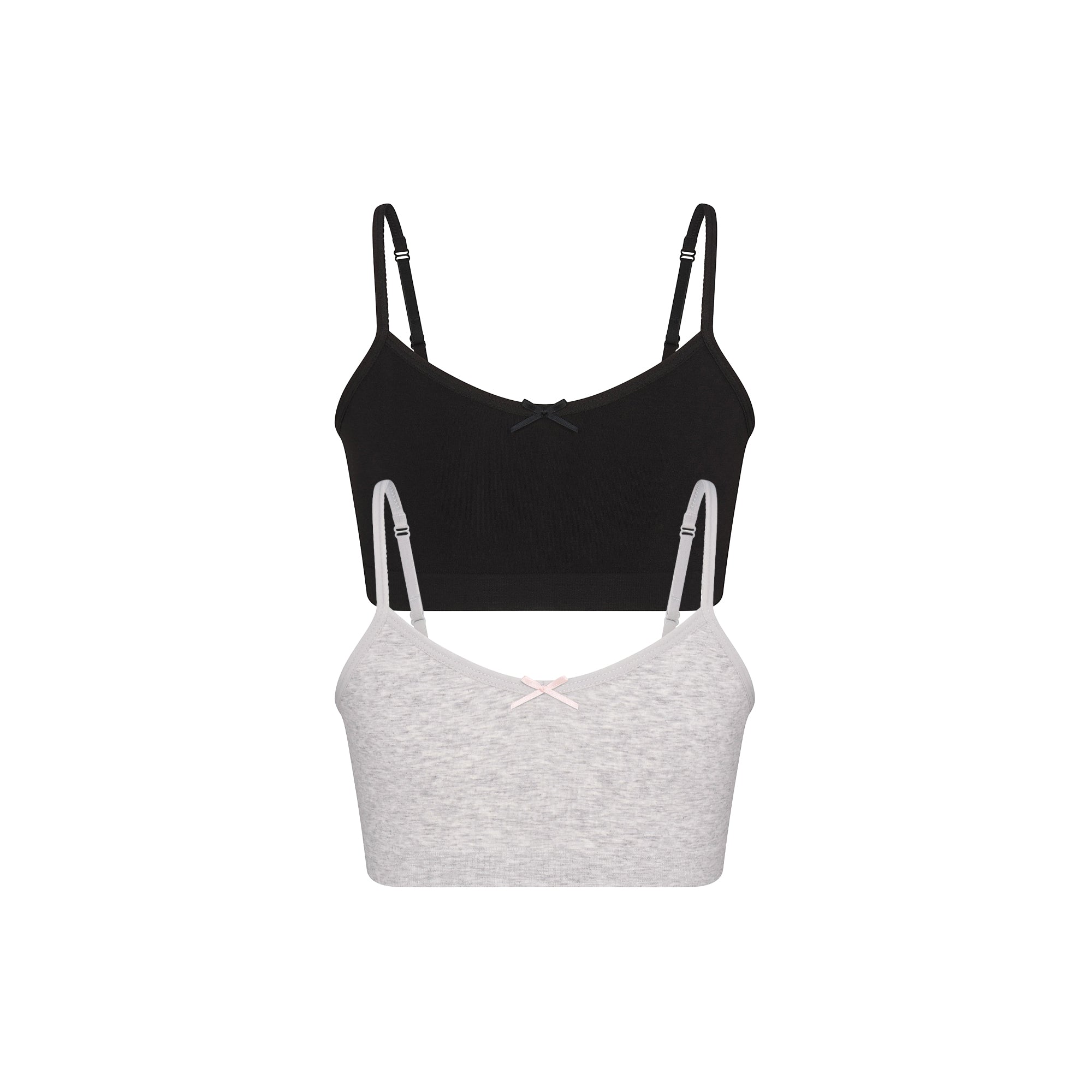 SKIMS COTTON SEAMLESS JUNIORS BRALETTE 2-PACK | LIGHT HEATHER GREY AND SOOT - Sneaker Türkiye