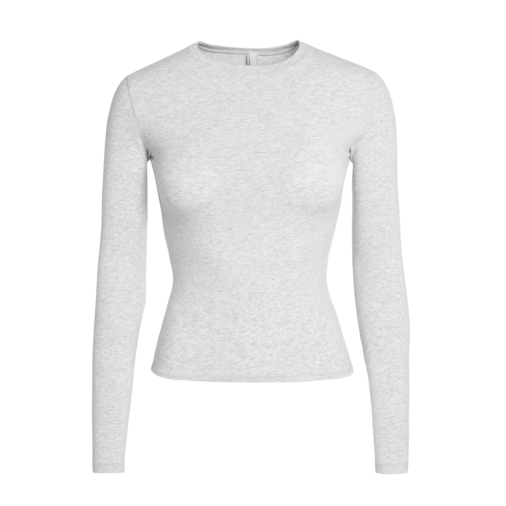 SKIMS COTTON JERSEY LONG SLEEVE T-SHIRT | LIGHT HEATHER GREY - Sneaker Türkiye