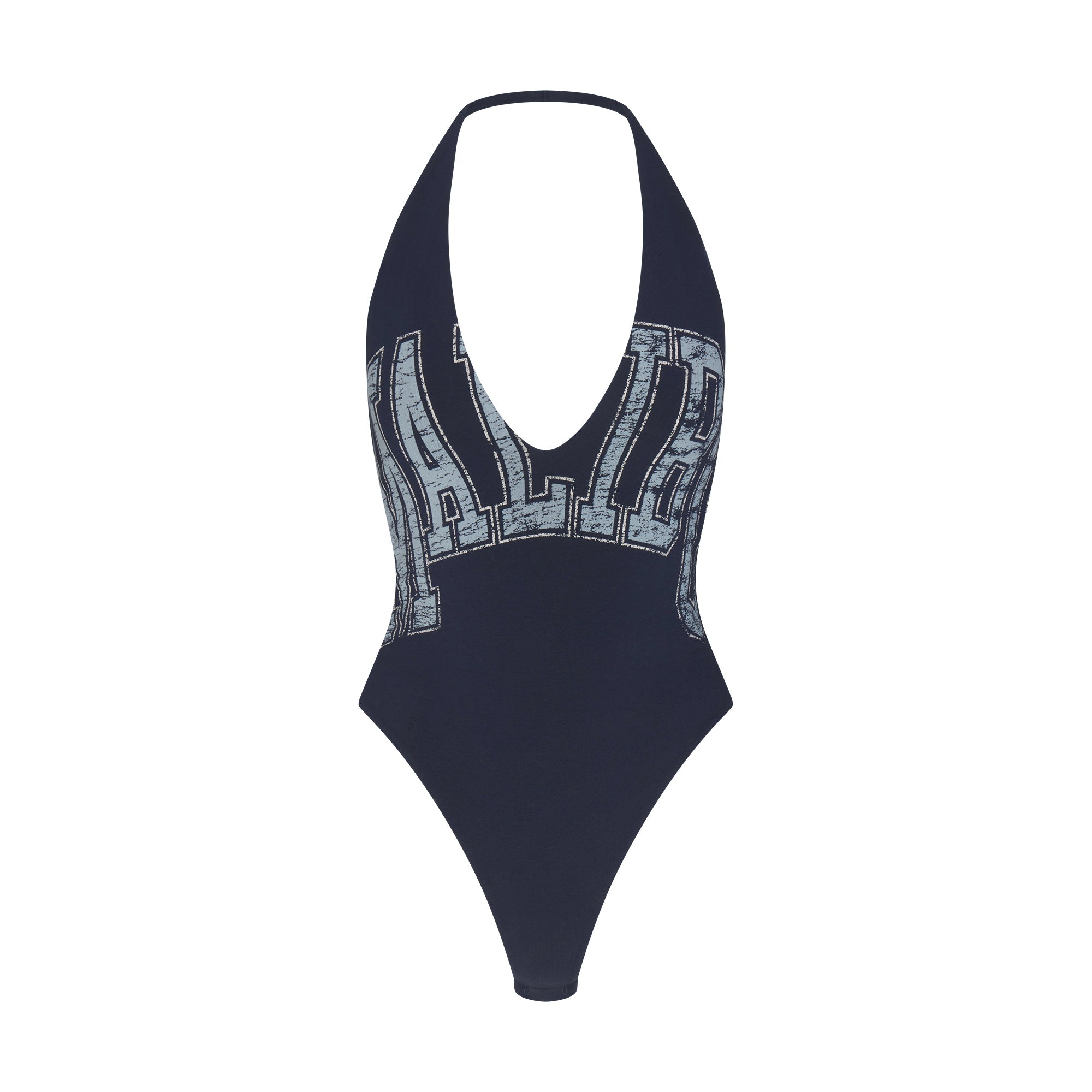 SKIMS COTTON JERSEY DEEP PLUNGE HALTER BODYSUIT | NAVY MALIBU - Sneaker Türkiye