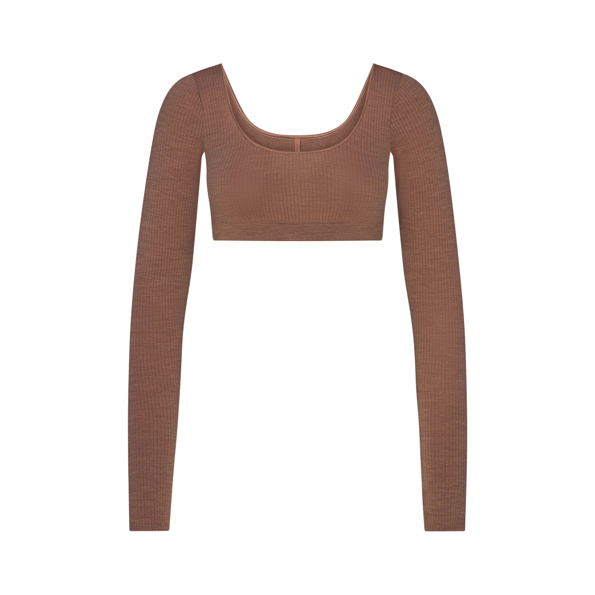 SKIMS WOOL RIB LONG SLEEVE SUPER CROPPED TOP | SIENNA - Sneaker Türkiye