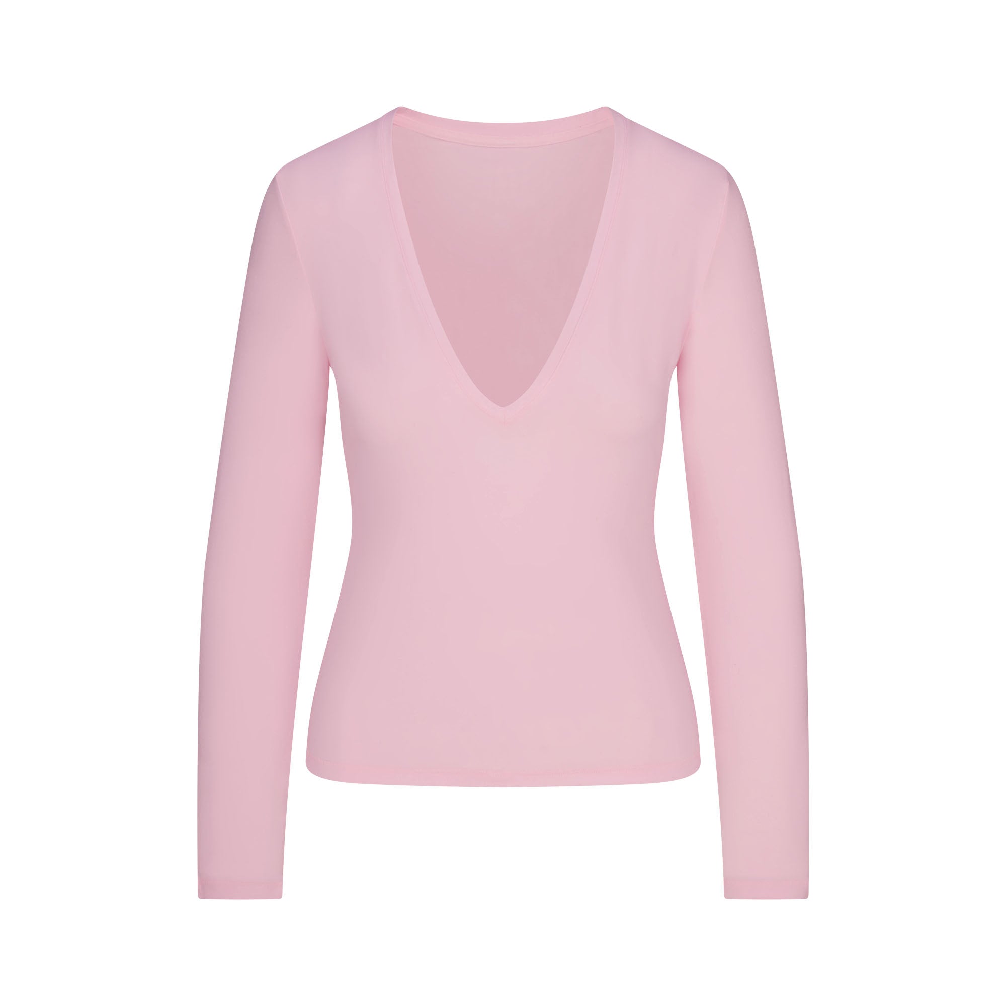 SKIMS COTTON JERSEY LONG SLEEVE PLUNGE TOP | CHERRY BLOSSOM - Sneaker Türkiye