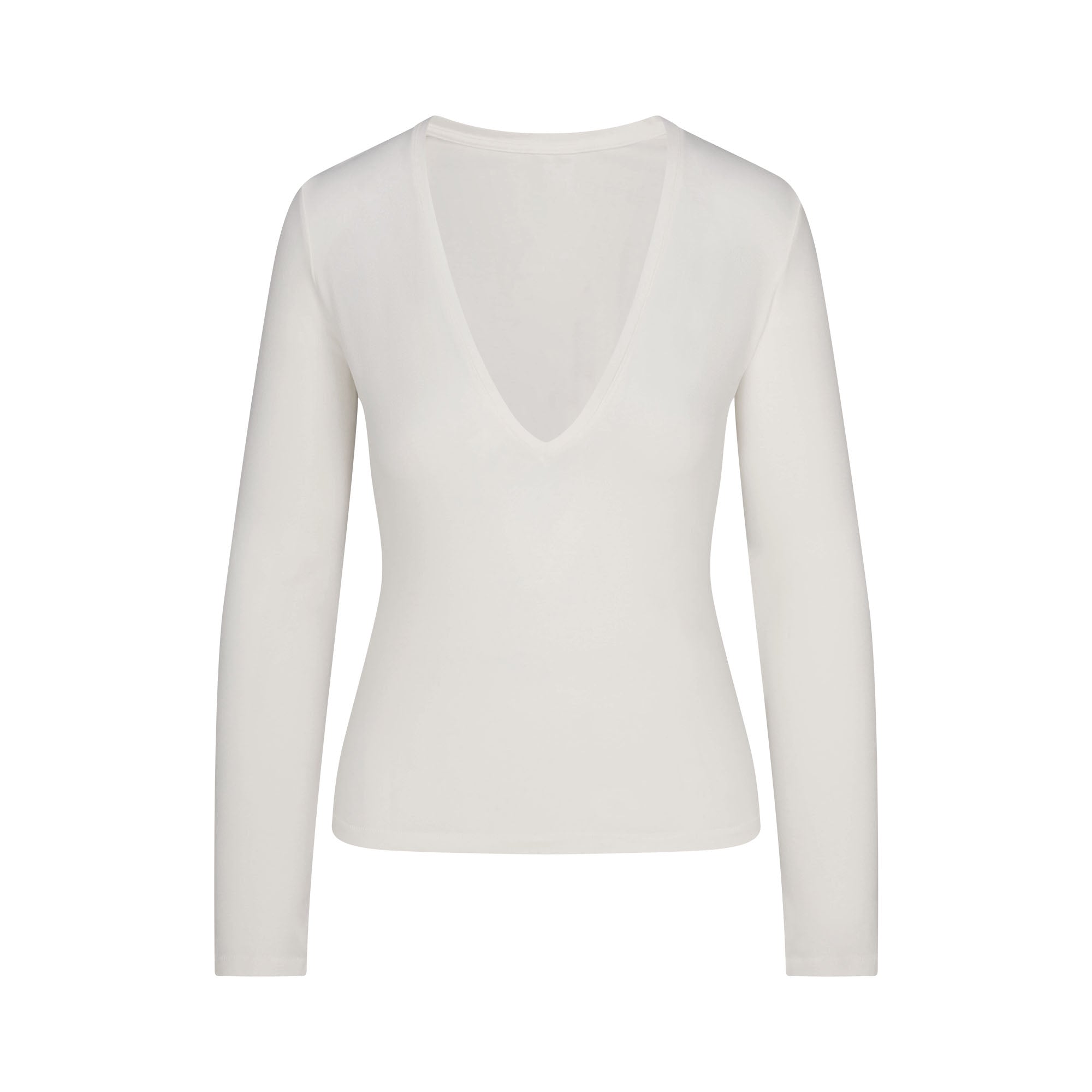 SKIMS COTTON JERSEY LONG SLEEVE PLUNGE TOP | MARBLE - Sneaker Türkiye