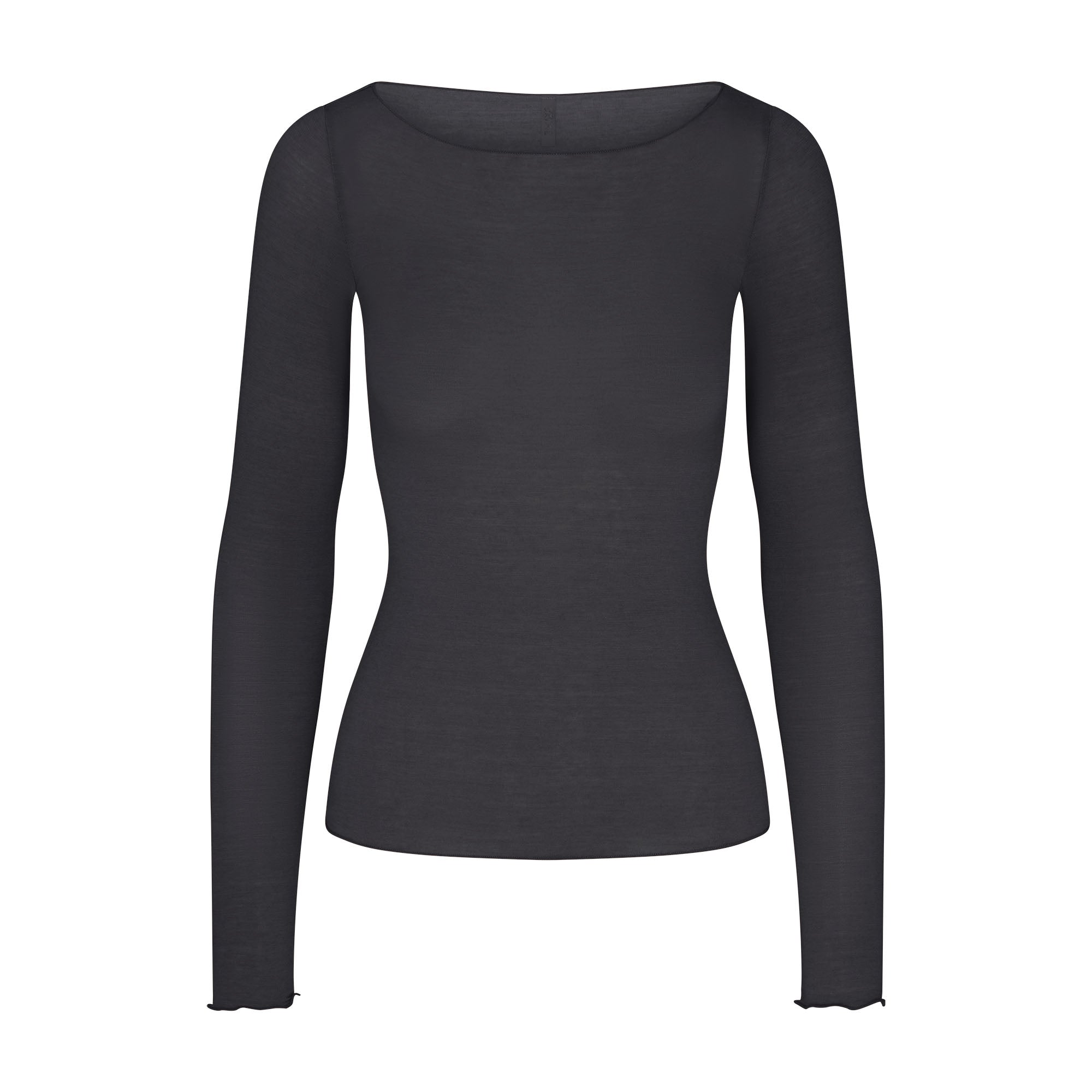 SKIMS SHEER MODAL LONG SLEEVE BOATNECK TOP | ONYX - Sneaker Türkiye