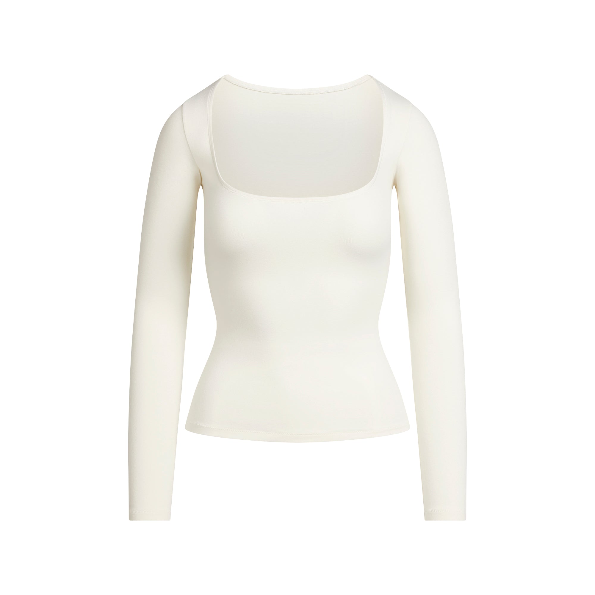 SKIMS COTTON JERSEY SCOOP NECK LONG SLEEVE TOP | MARBLE - Sneaker Türkiye