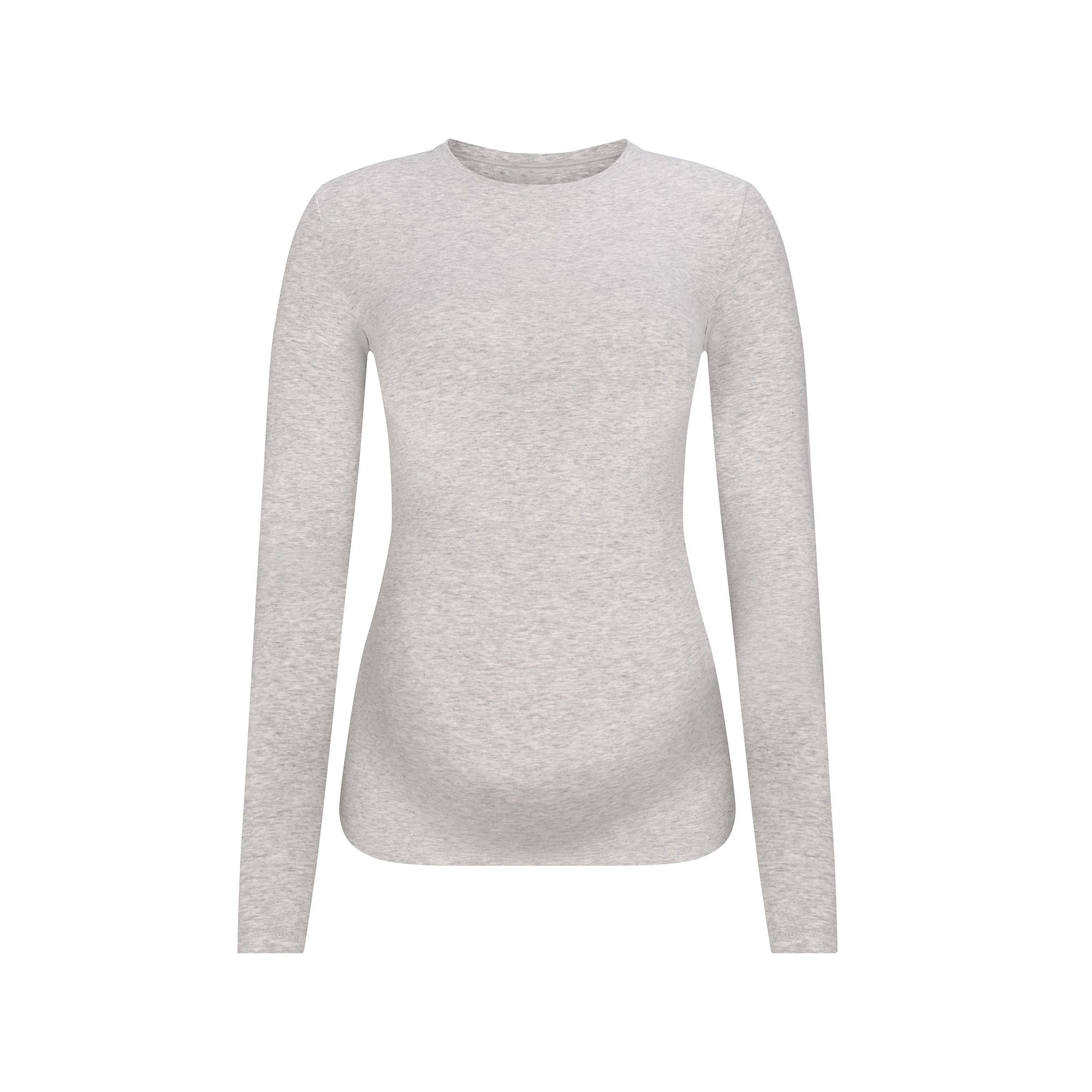 SKIMS COTTON JERSEY MATERNITY LONG SLEEVE T-SHIRT | LIGHT HEATHER GREY - Sneaker Türkiye