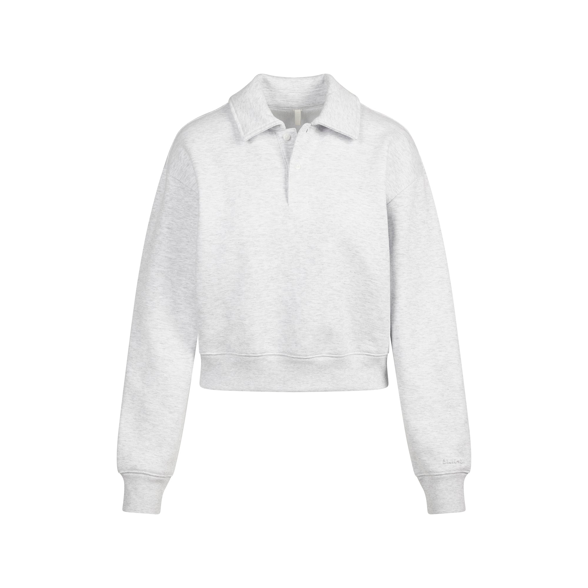 SKIMS COTTON FLEECE POLO SWEATSHIRT | LIGHT HEATHER GREY - Sneaker Türkiye
