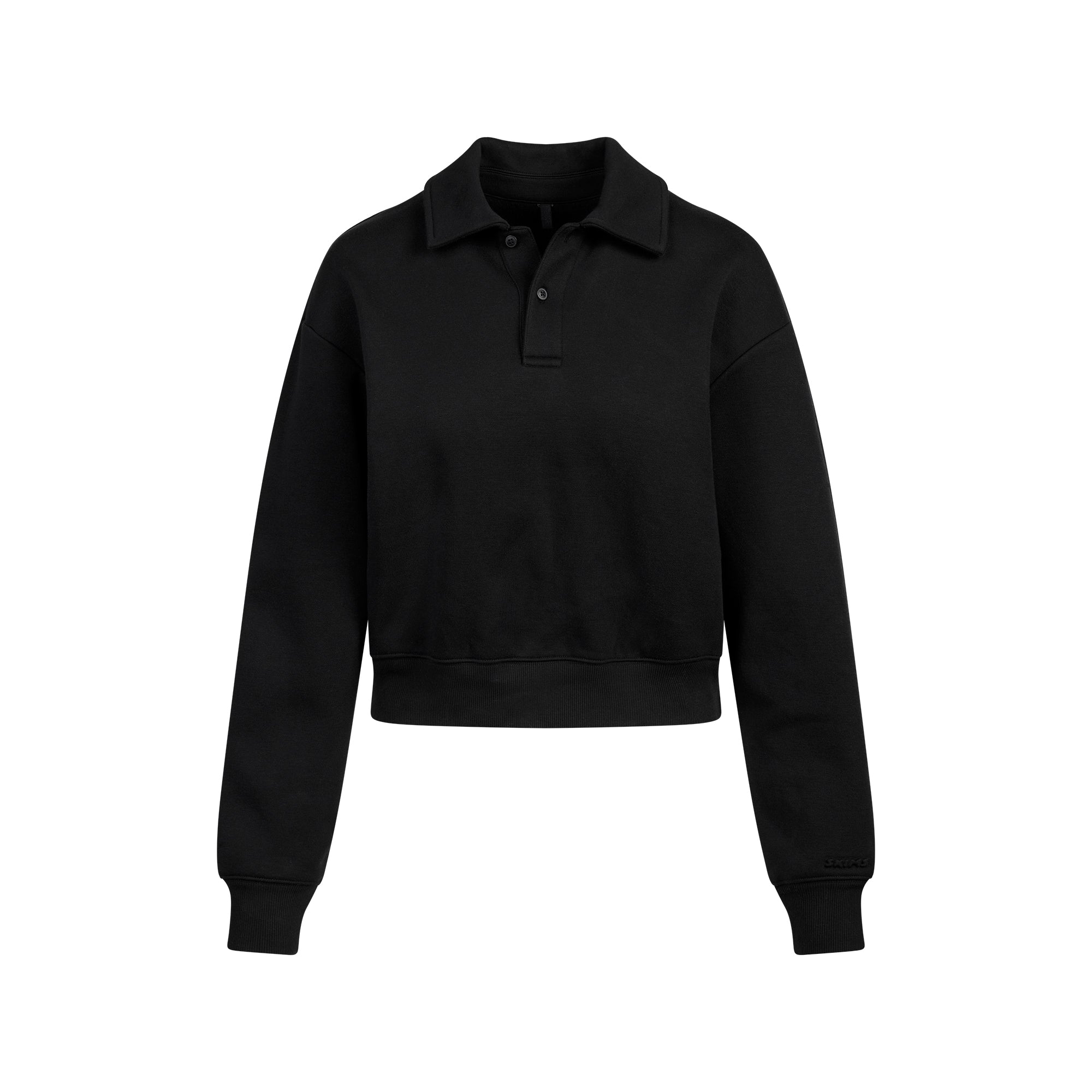 SKIMS COTTON FLEECE POLO SWEATSHIRT | ONYX - Sneaker Türkiye