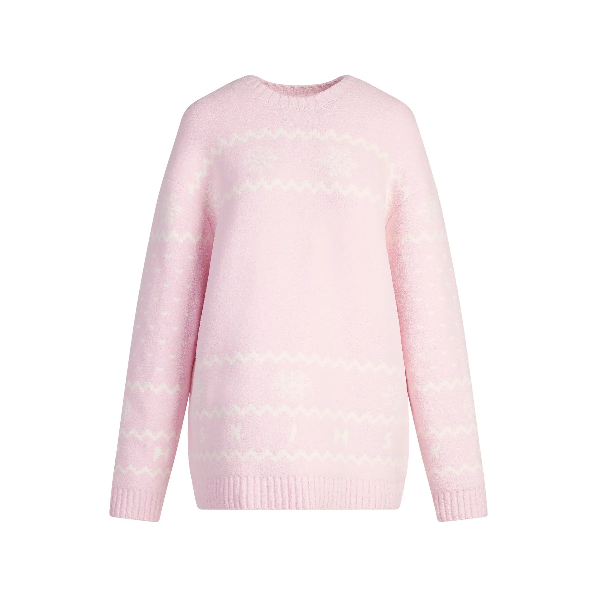 SKIMS COZY LIGHT CREWNECK PULLOVER | BABY PINK HEART FAIR ISLE - Sneaker Türkiye