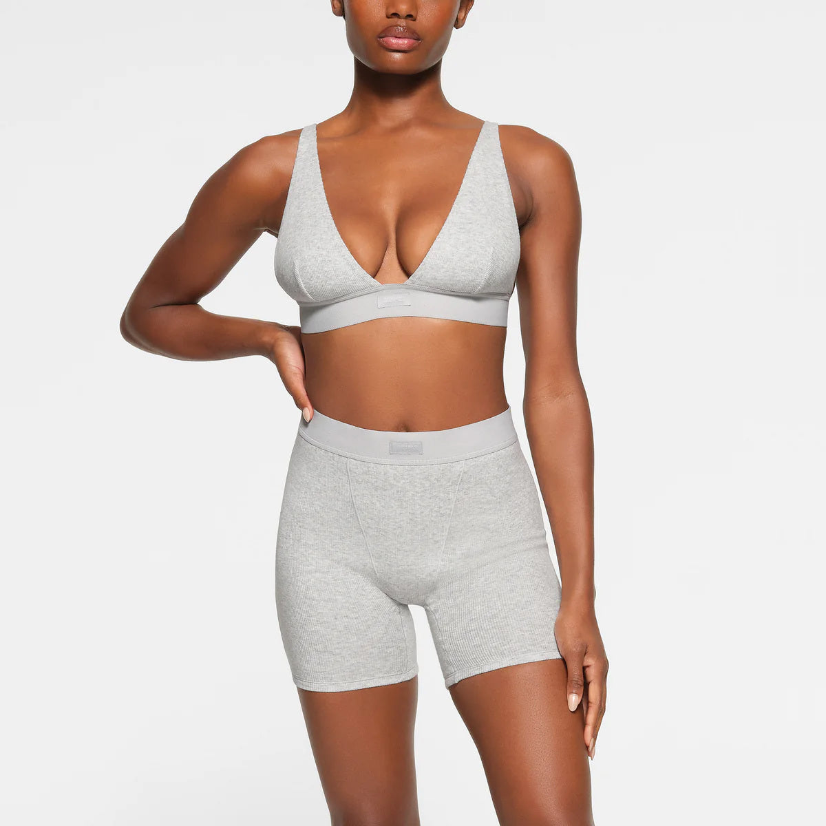 SKIMS COTTON RIB BOXER | LIGHT HEATHER GREY - Sneaker Türkiye