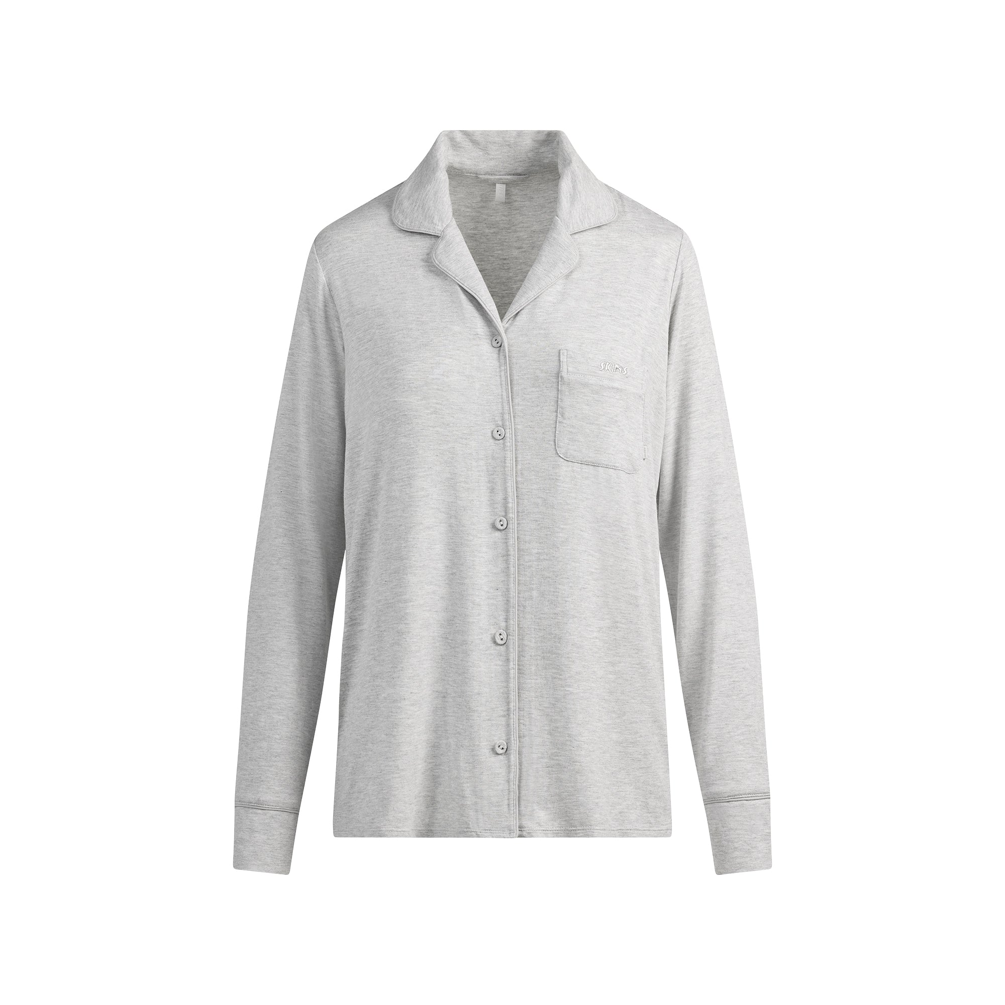 SKIMS SLEEP LONG SLEEVE BUTTON UP SET | LIGHT HEATHER GREY - Sneaker Türkiye