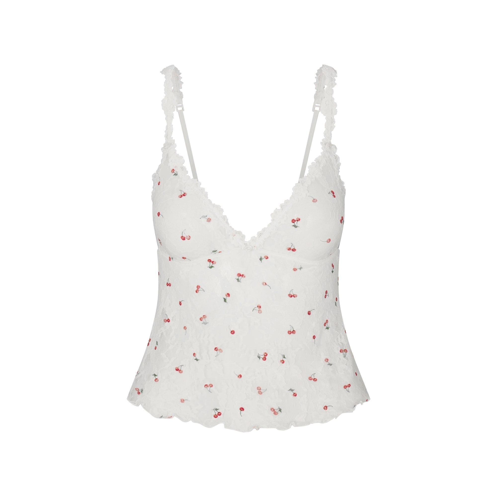 SKIMS STRETCH LACE TRIANGLE CAMI AND SHORT SET | IVORY CHERRY PRINT - Sneaker Türkiye