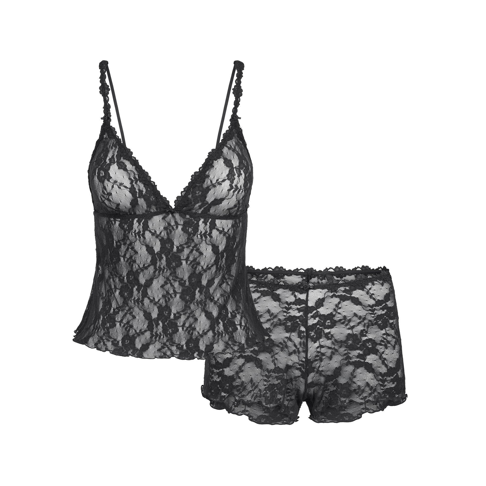 SKIMS STRETCH LACE TRIANGLE CAMI AND SHORT SET | SOOT - Sneaker Türkiye