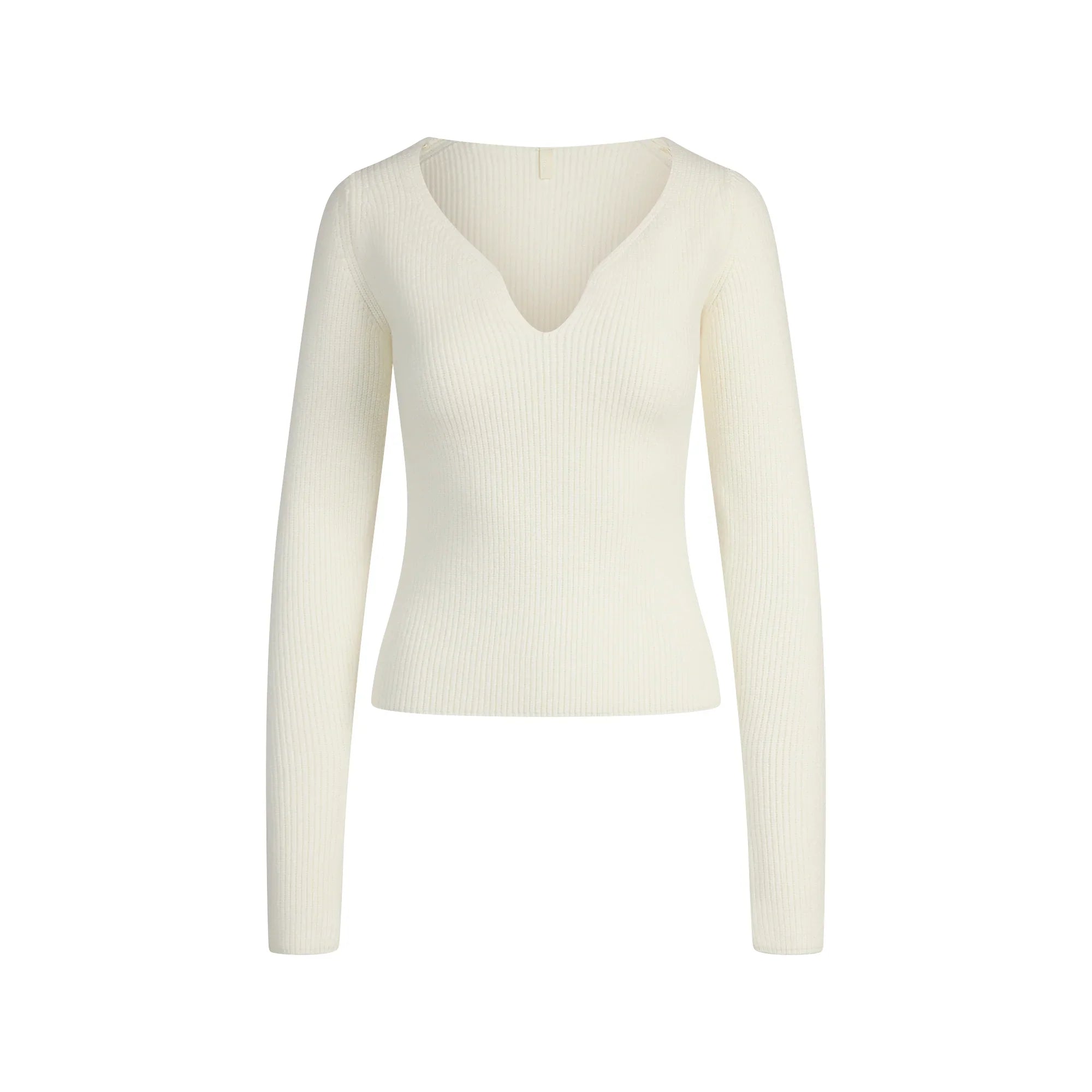 SKIMS SWEATER KNITS RIBBED LONG SLEEVE TOP | IVORY - Sneaker Türkiye