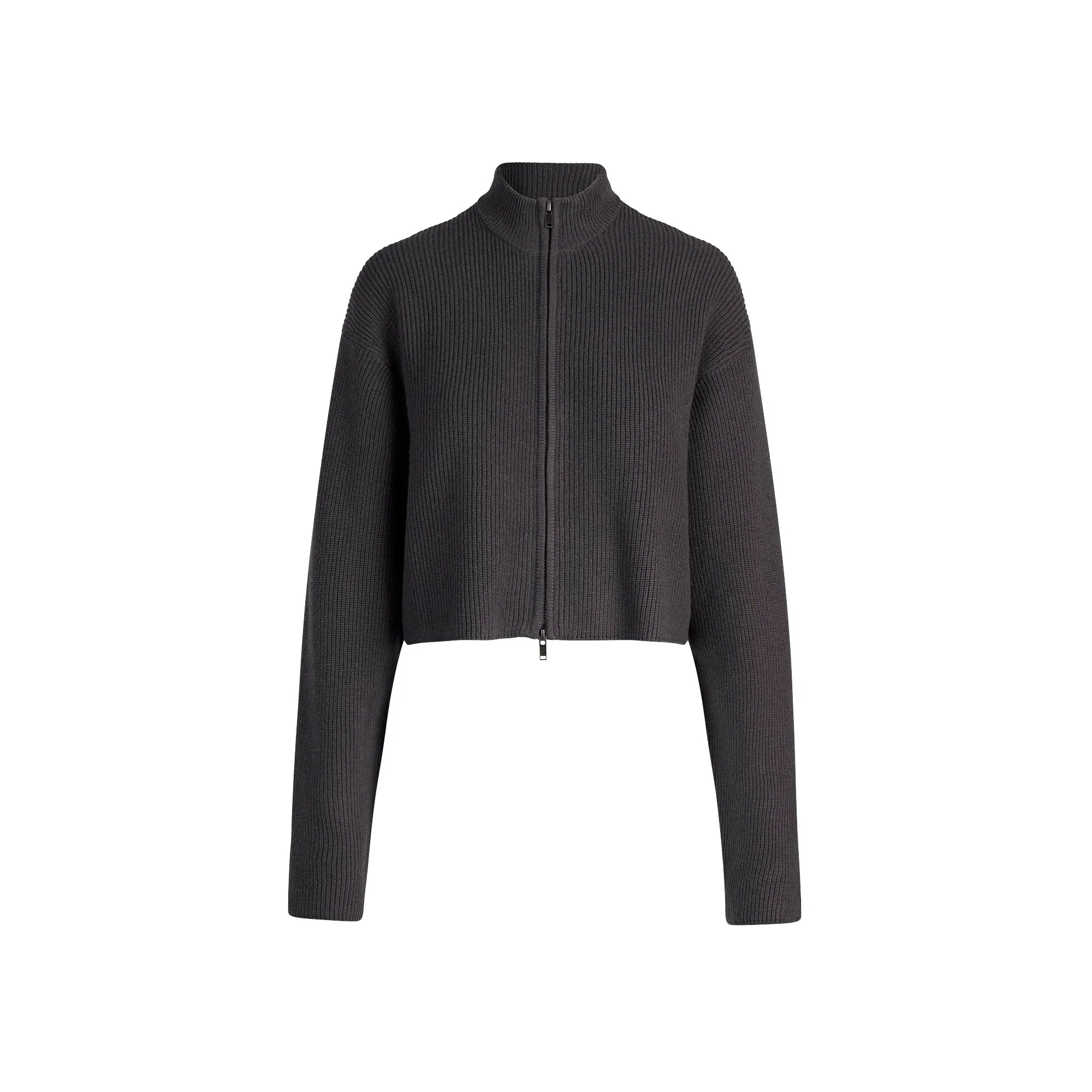 SKIMS SWEATER KNITS RIBBED MOCK NECK ZIP UP | ASH - Sneaker Türkiye