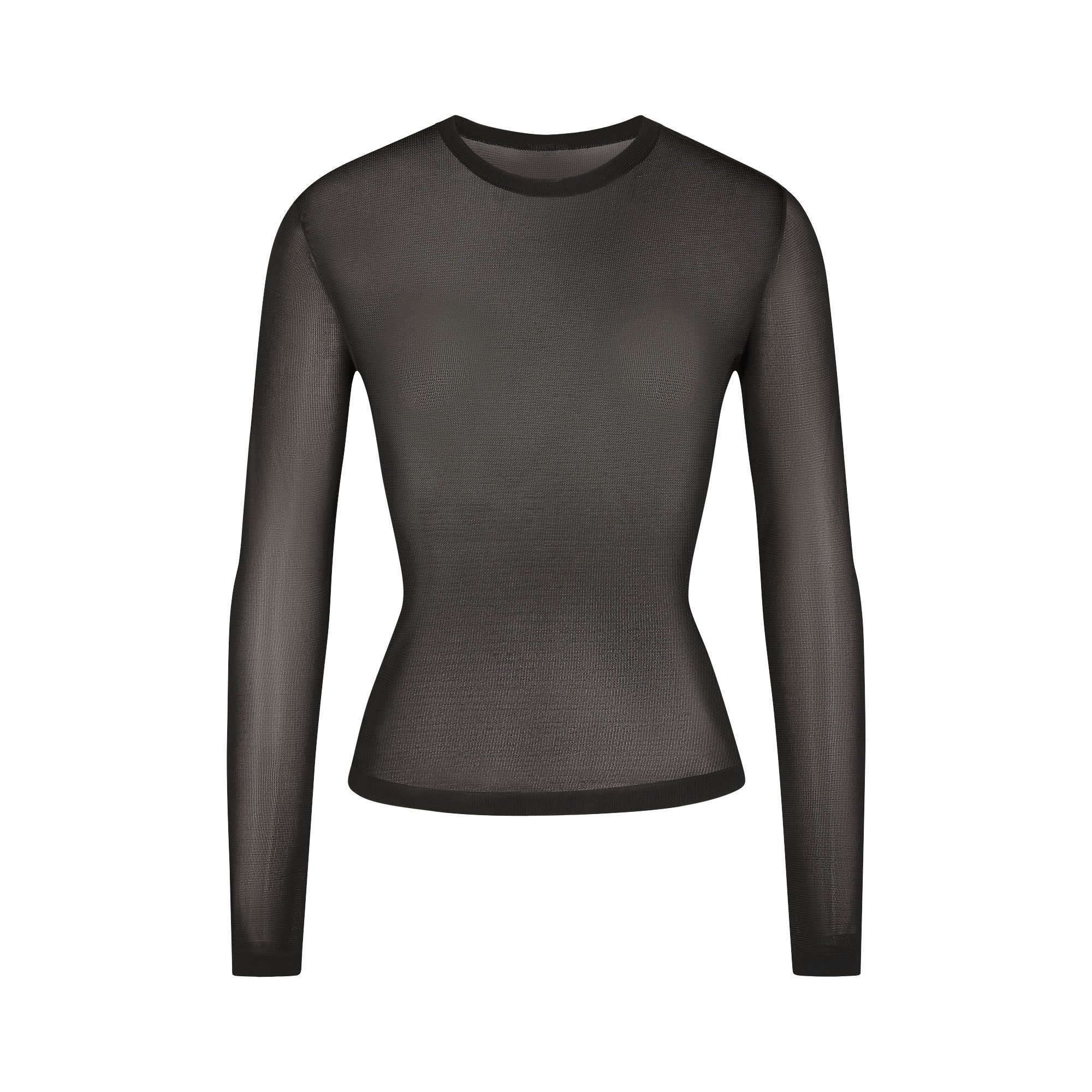 SKIMS SLINKY KNIT CREW NECK LONG SLEEVE TOP | OBSIDIAN - Sneaker Türkiye