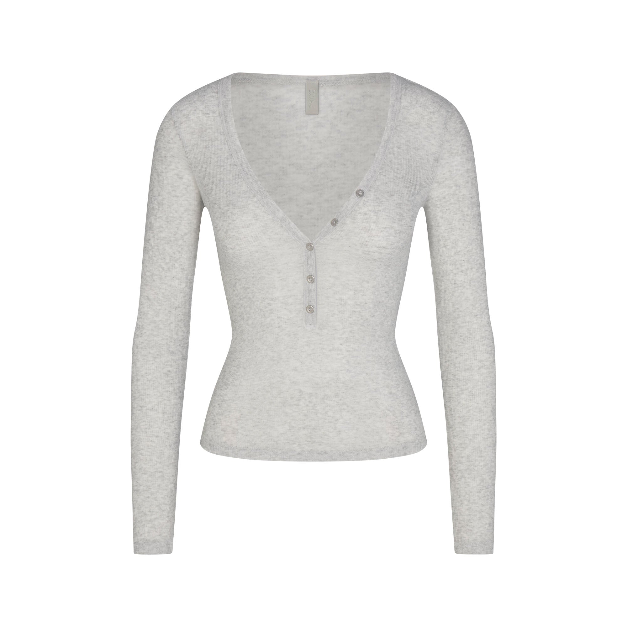 SKIMS SHEER RIB HENLEY | LIGHT HEATHER GREY - Sneaker Türkiye