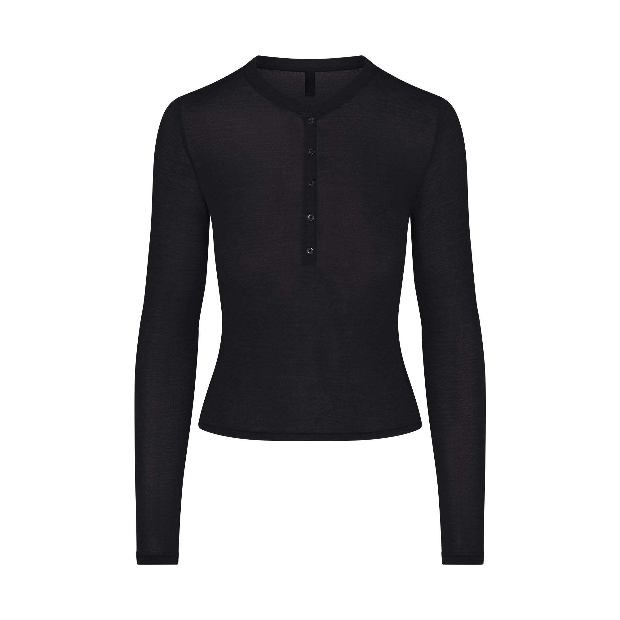 SKIMS SHEER MODAL CREWNECK HENLEY | ONYX - Sneaker Türkiye