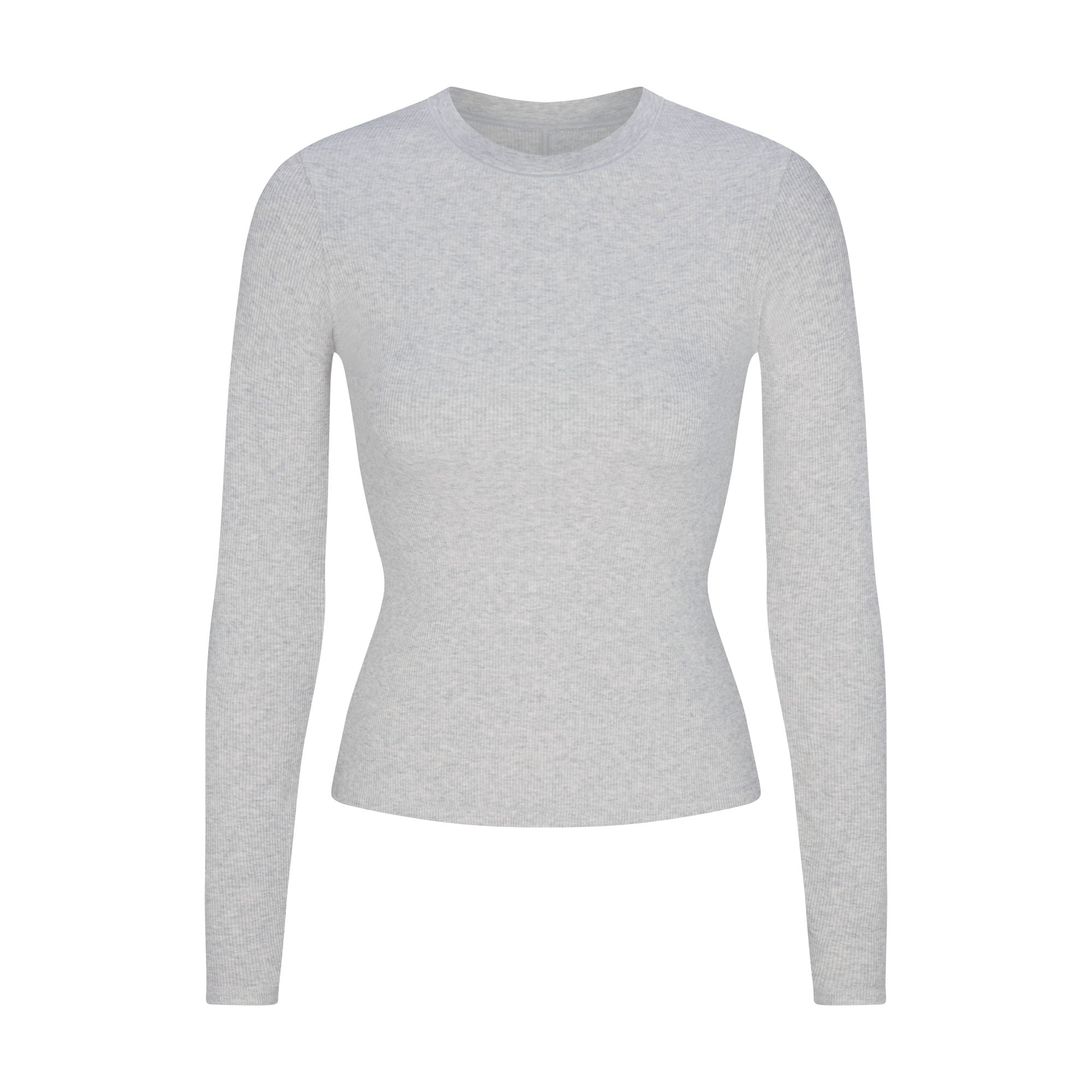 SKIMS COTTON RIB LONG SLEEVE T-SHIRT | LIGHT HEATHER GREY - Sneaker Türkiye