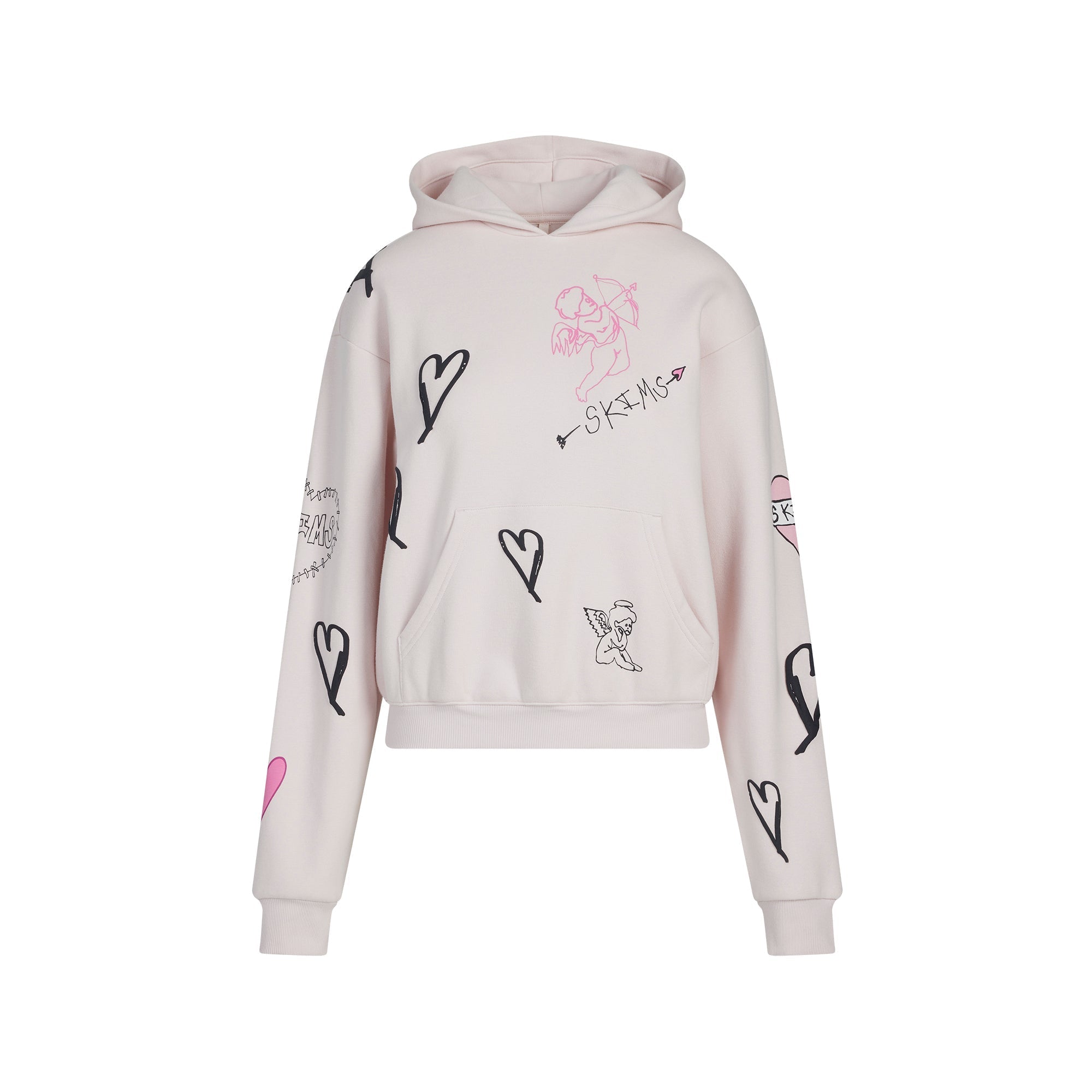 SKIMS COTTON FLEECE CLASSIC HOODIE | BARELY PINK ANGEL SKETCH - Sneaker Türkiye