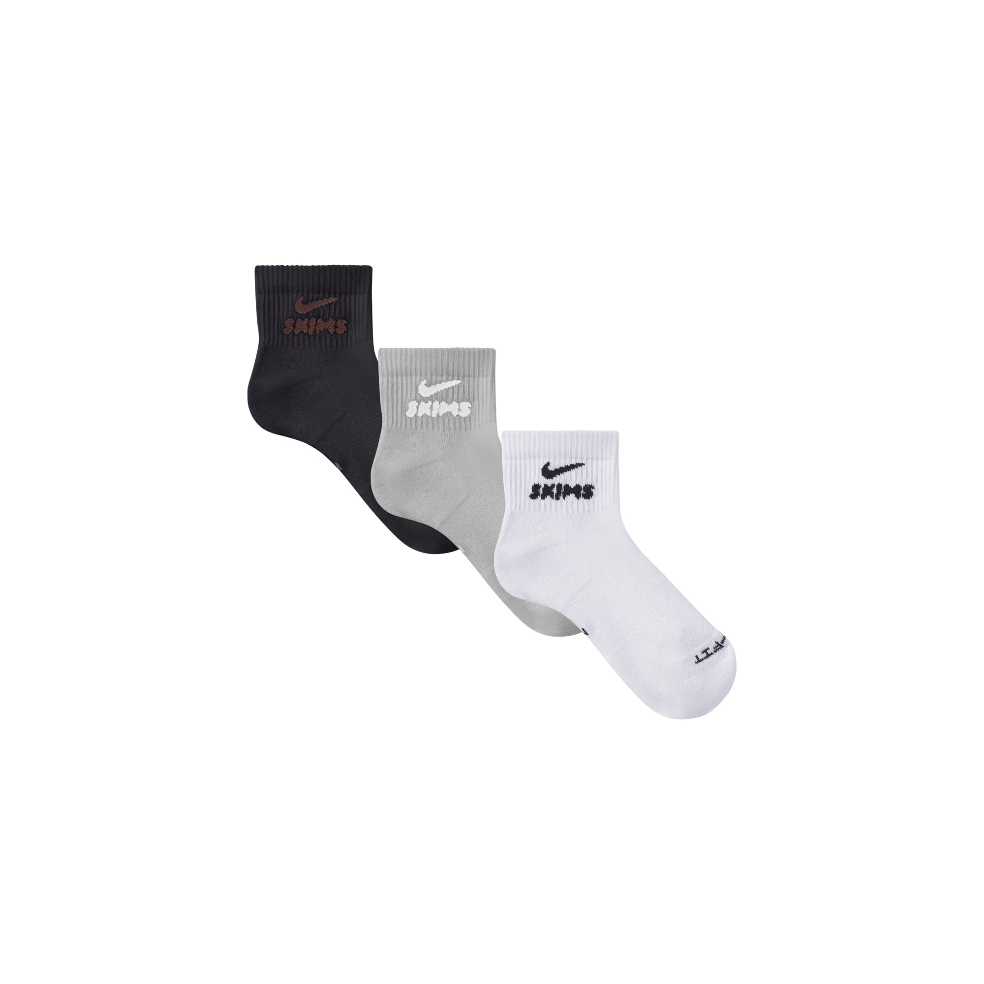NikeSKIMS ACCESSORIES DRI-FIT QUARTER CREW SOCK 3-PACK | HEATHER GREY MULTI - Sneaker Türkiye