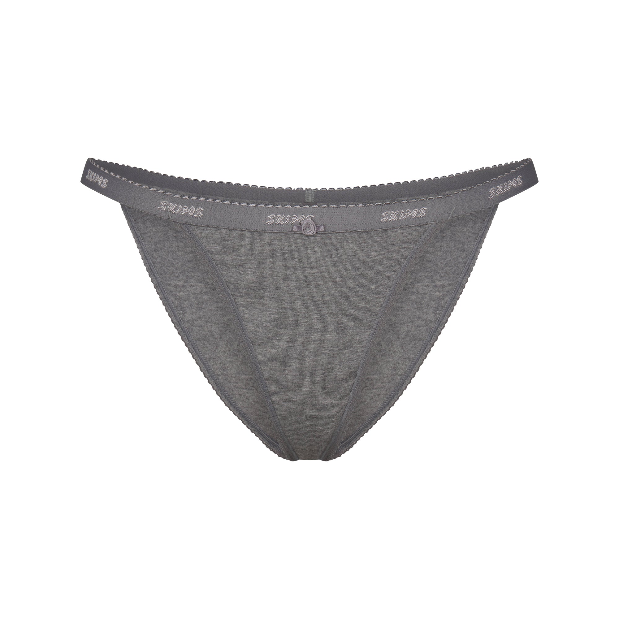 SKIMS LIGHTWEIGHT COTTON LOGO PICOT STRING BIKINI | DARK HEATHER GREY - Sneaker Türkiye